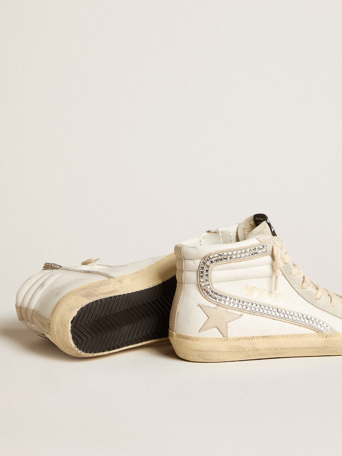 Golden Goose Slide With Nude Leather Star And Suede And Swarovski Crystal Flash - Sneaker Türkiye
