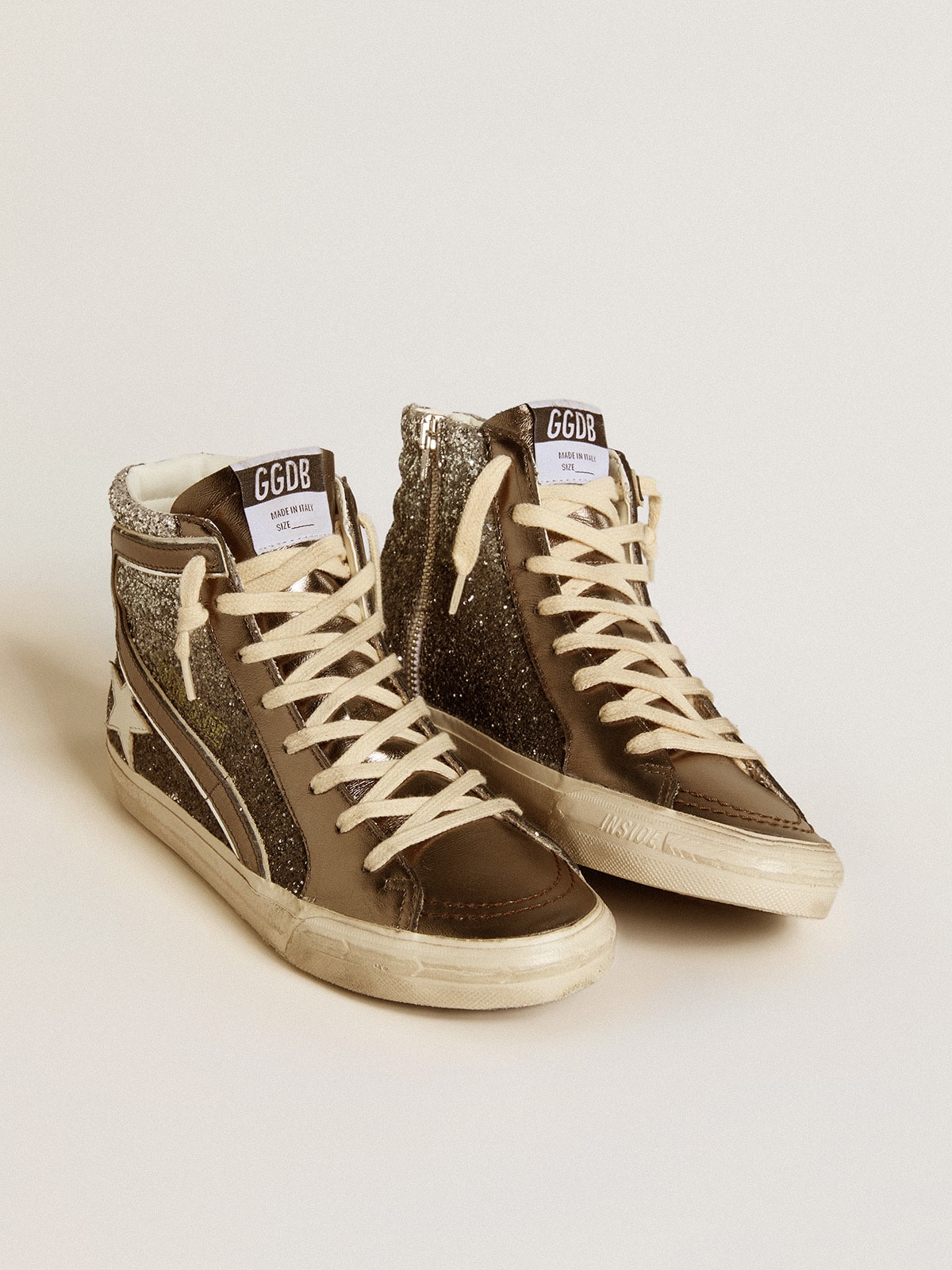 Golden Goose Women’s Slide In Black And Silver Glitter With Leather Star And Metallic Flash - Sneaker Türkiye