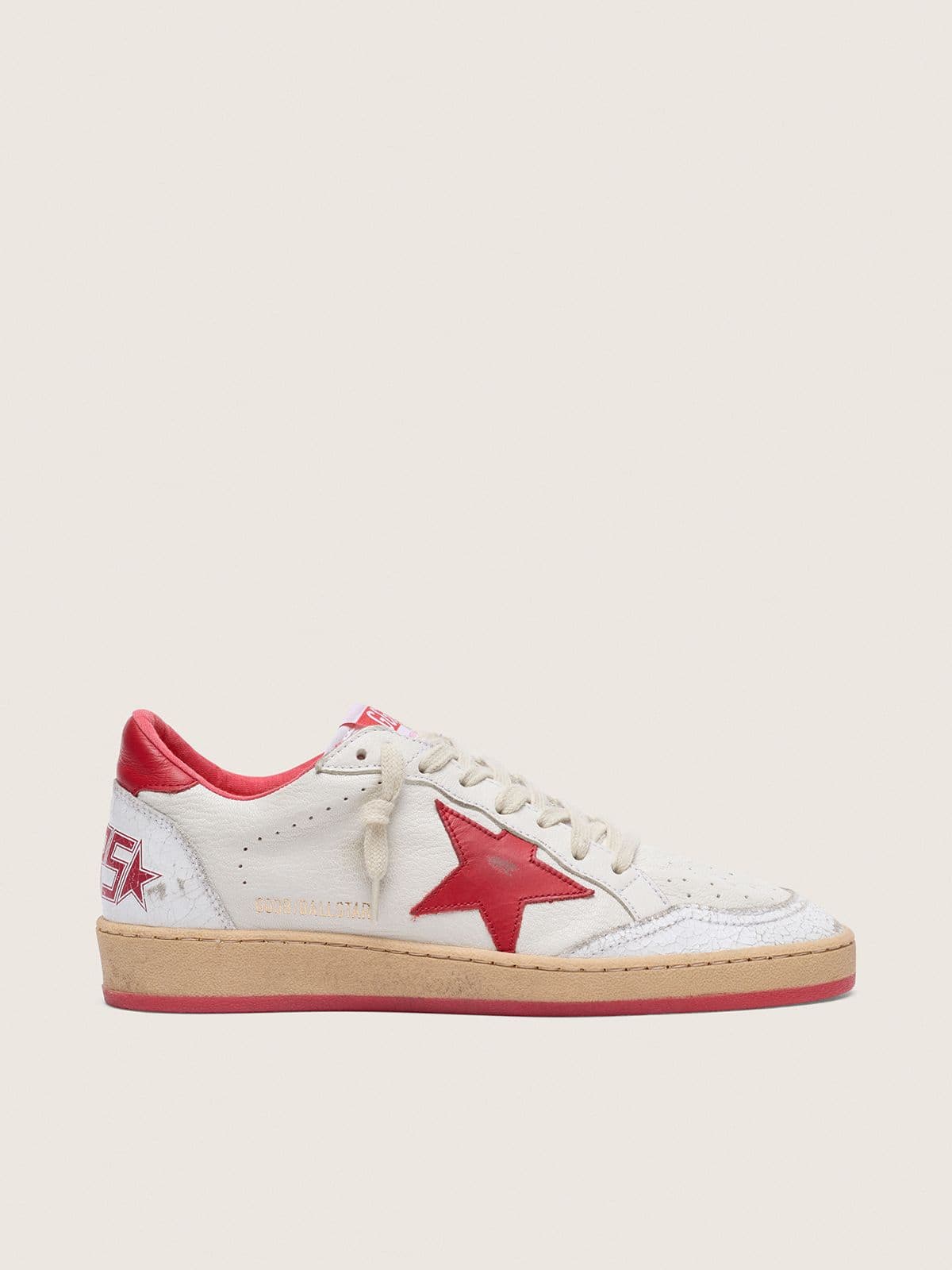 Golden Goose Women’s Ball Star In White Leather With Red Star And Heel Tab - Sneaker Türkiye