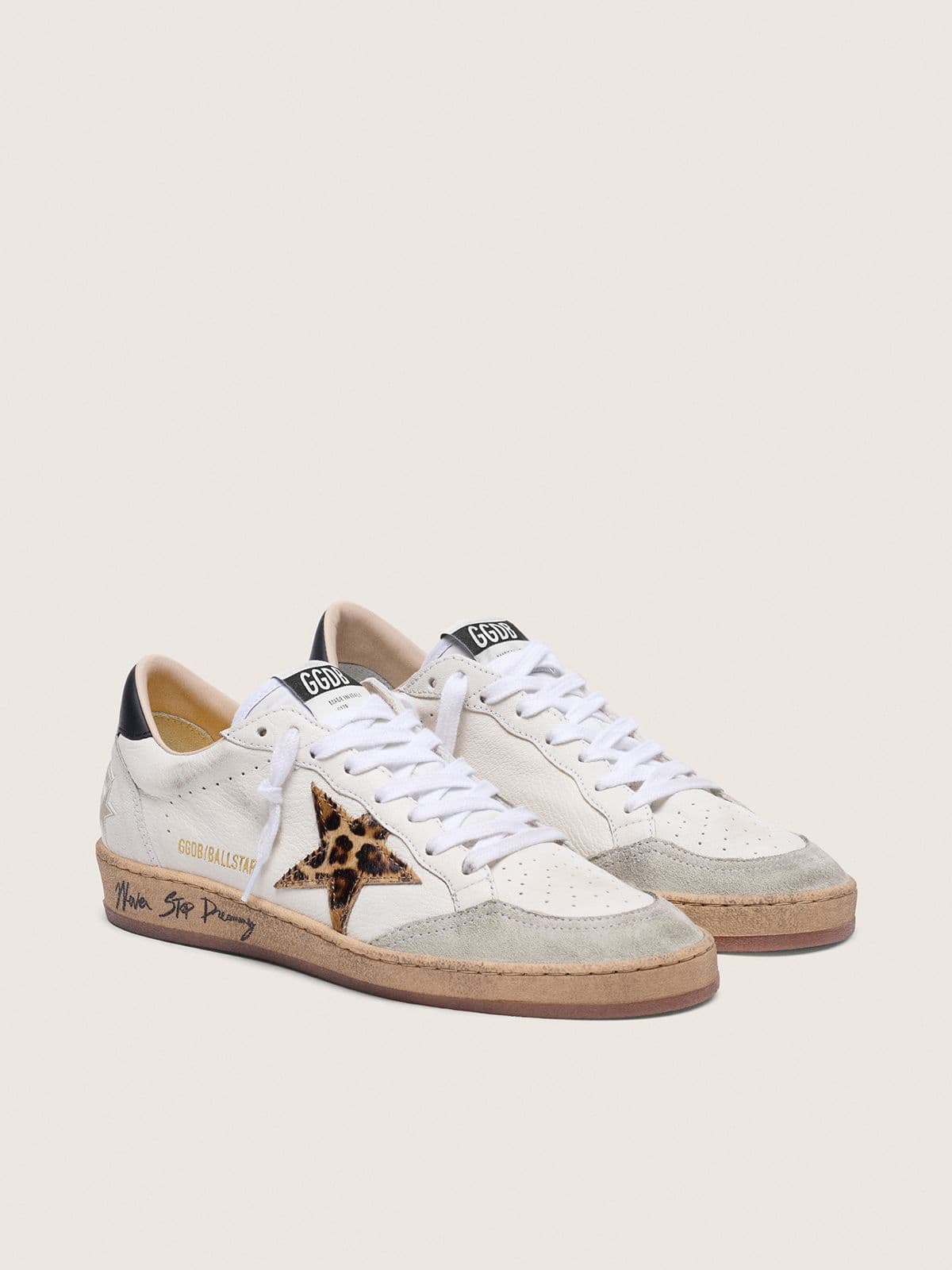 Golden Goose Women’s Ball Star With Leopard Print Pony Skin Star And Black Heel Tab - Sneaker Türkiye