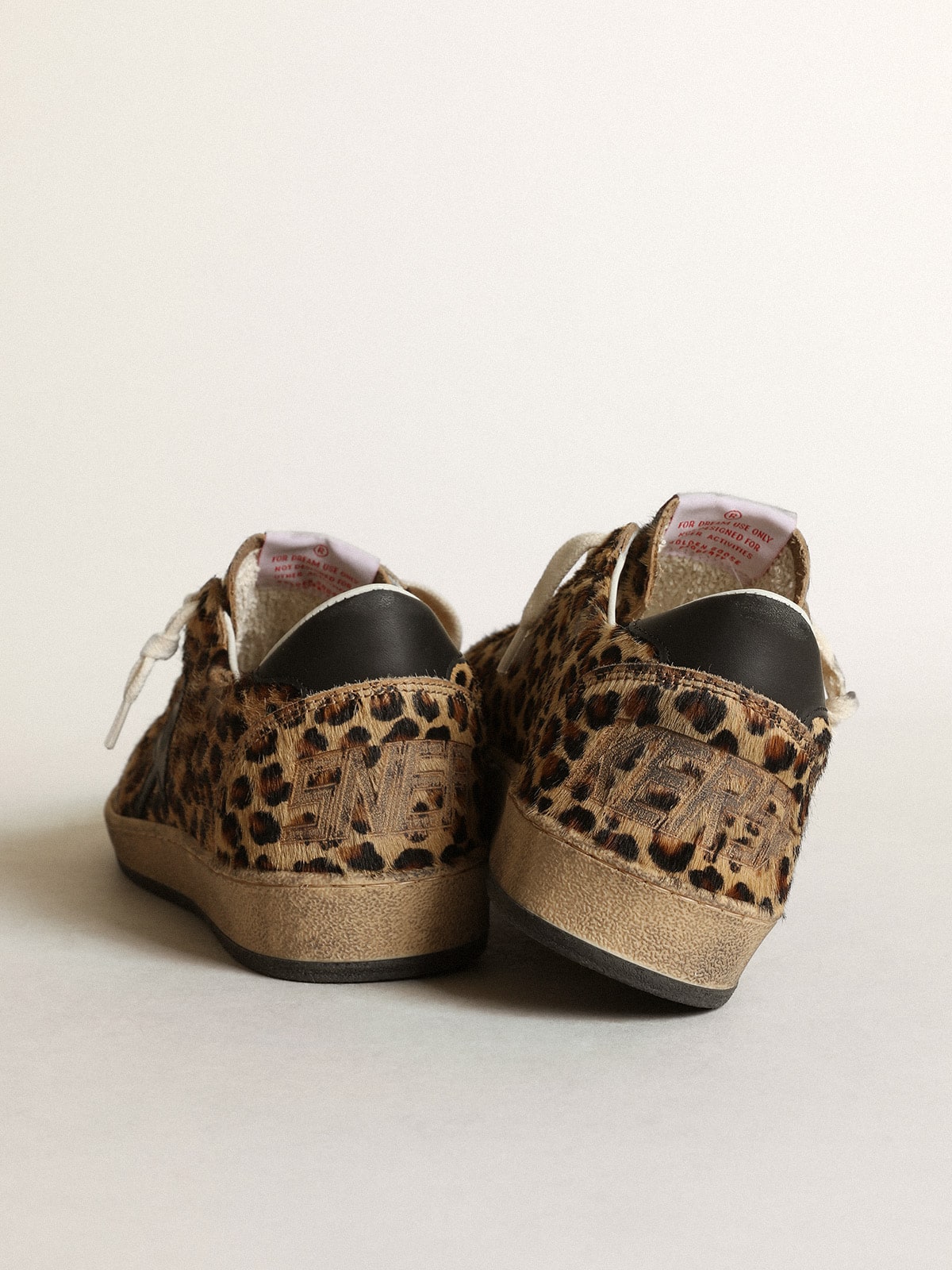 Golden Goose Women’s Ball Star In Leo-Print Pony Skin, Black Leather Star And Heel Tab - Sneaker Türkiye