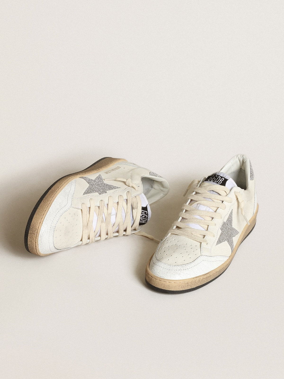 Golden Goose White Ball Star With A Swarovski Crystal Star And Heel Tab - Sneaker Türkiye
