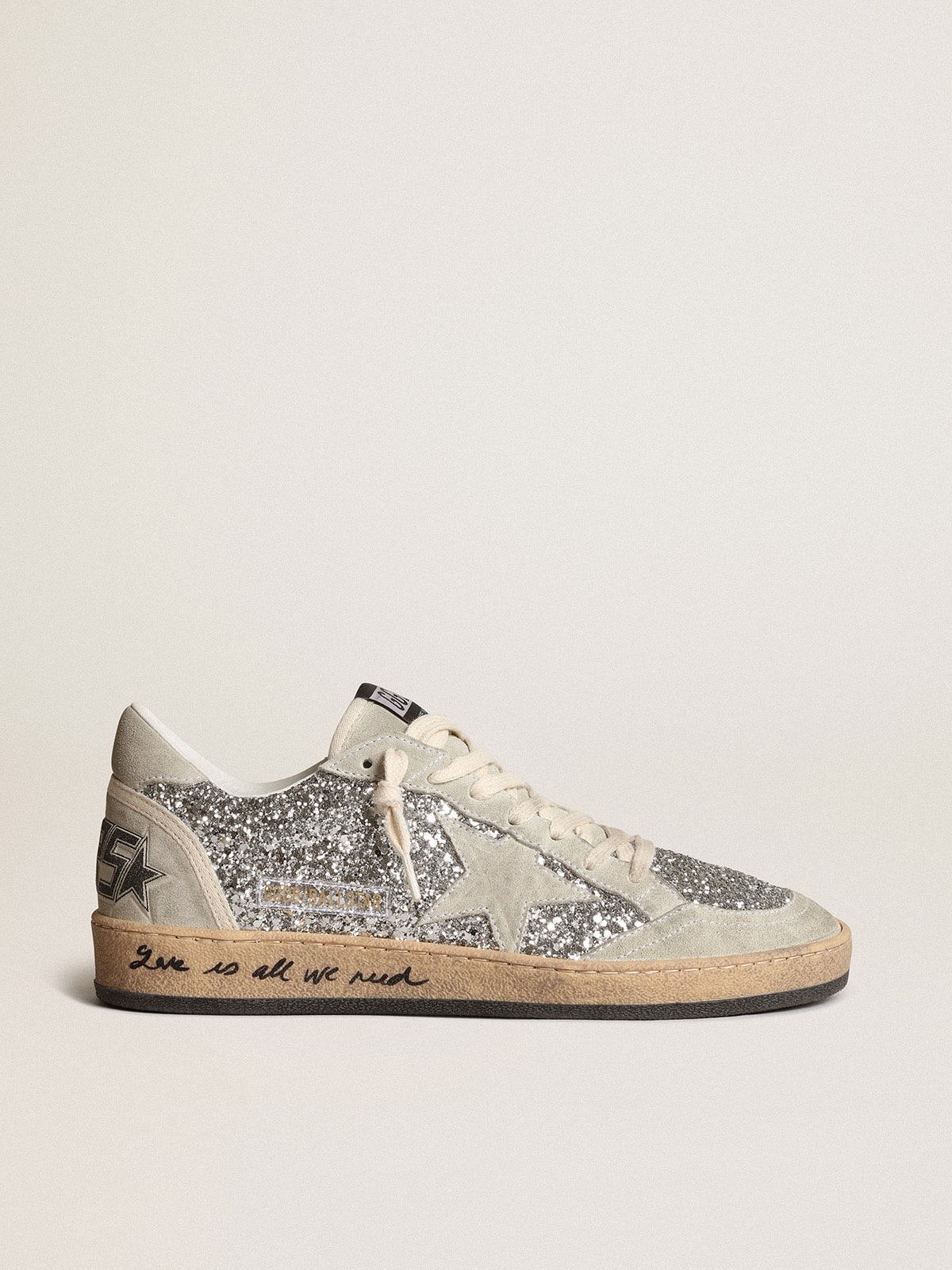Golden Goose Women’s Ball Star In Silver Glitter With Ice-Gray Suede Inserts - Sneaker Türkiye