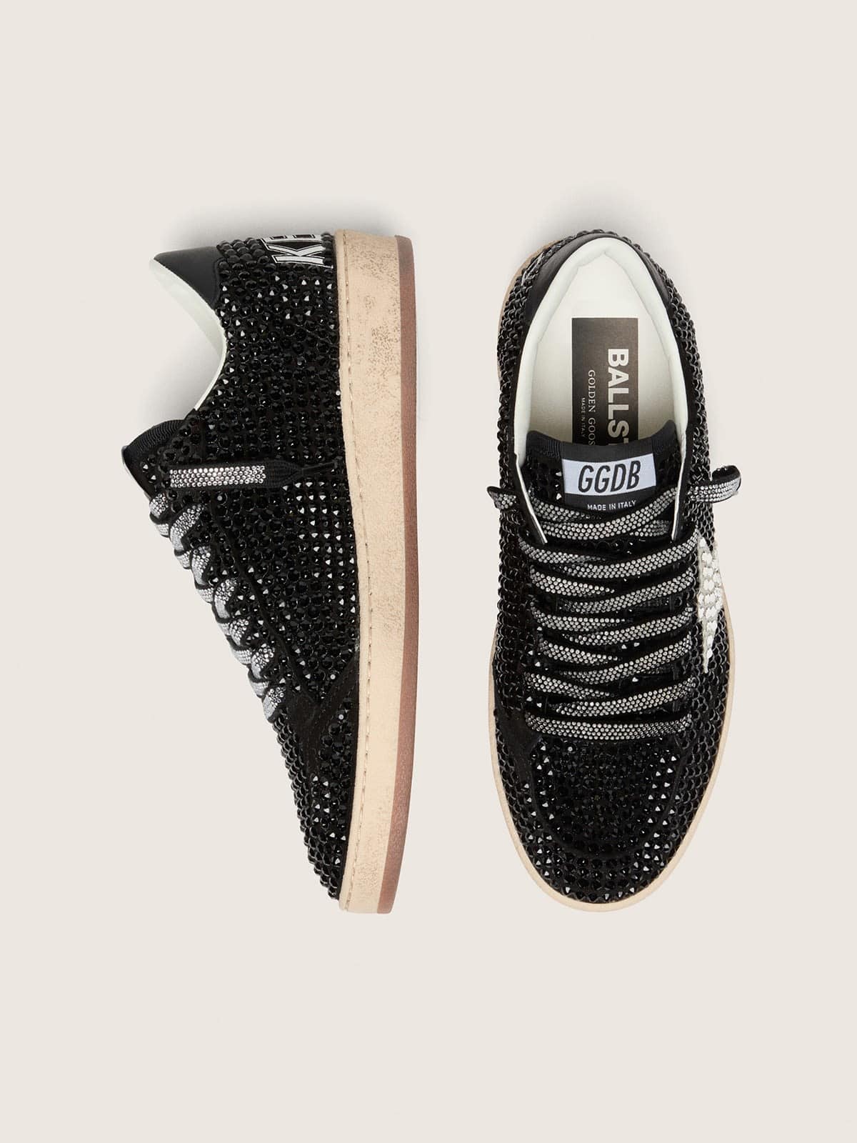 Golden Goose Ball Star In Black Suede With White Star And Swarovski Crystals - Sneaker Türkiye