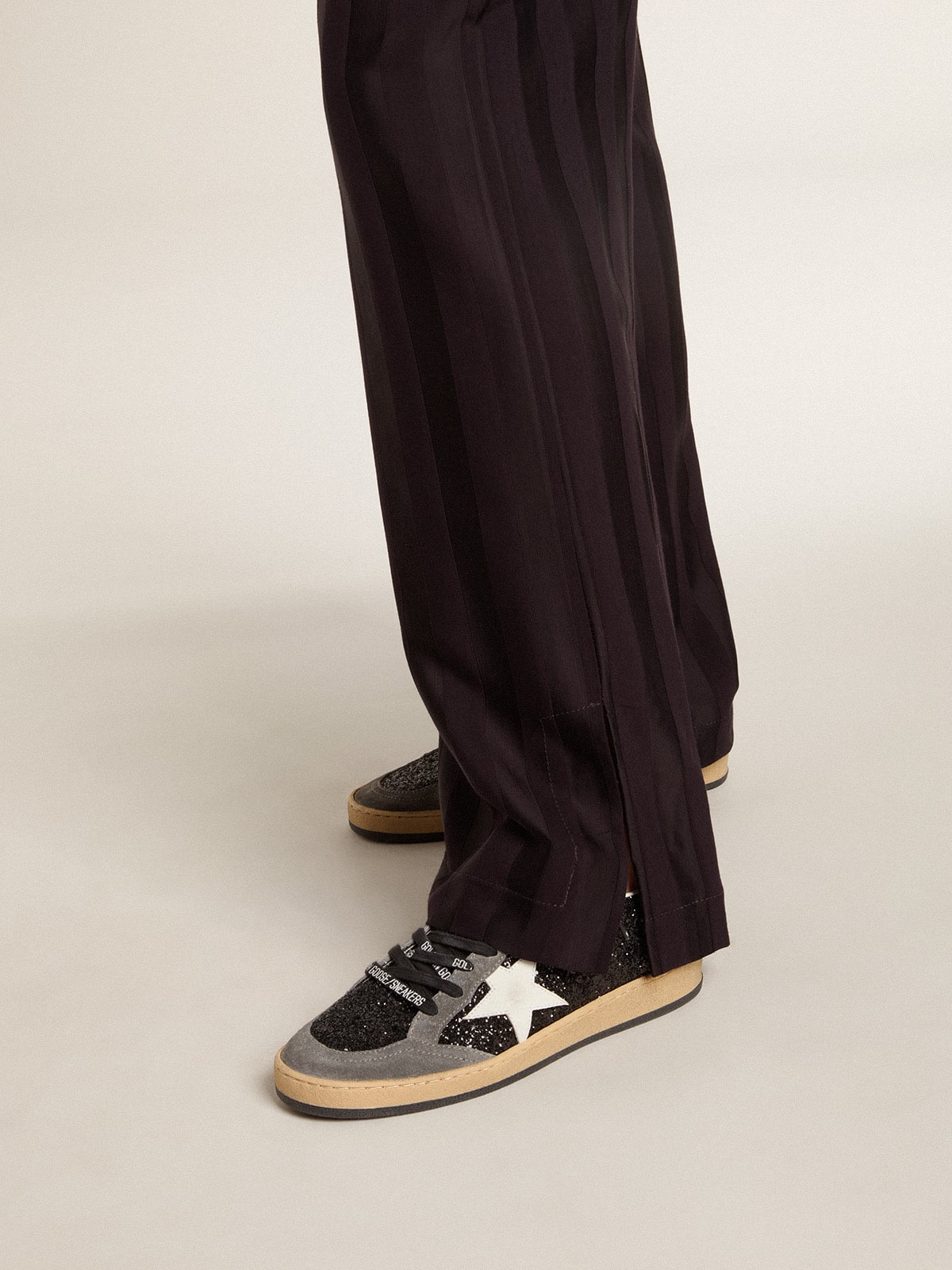 Golden Goose Women’s Ball Star In Glitter With Leather Star And Metallic Leather Heel Tab - Sneaker Türkiye