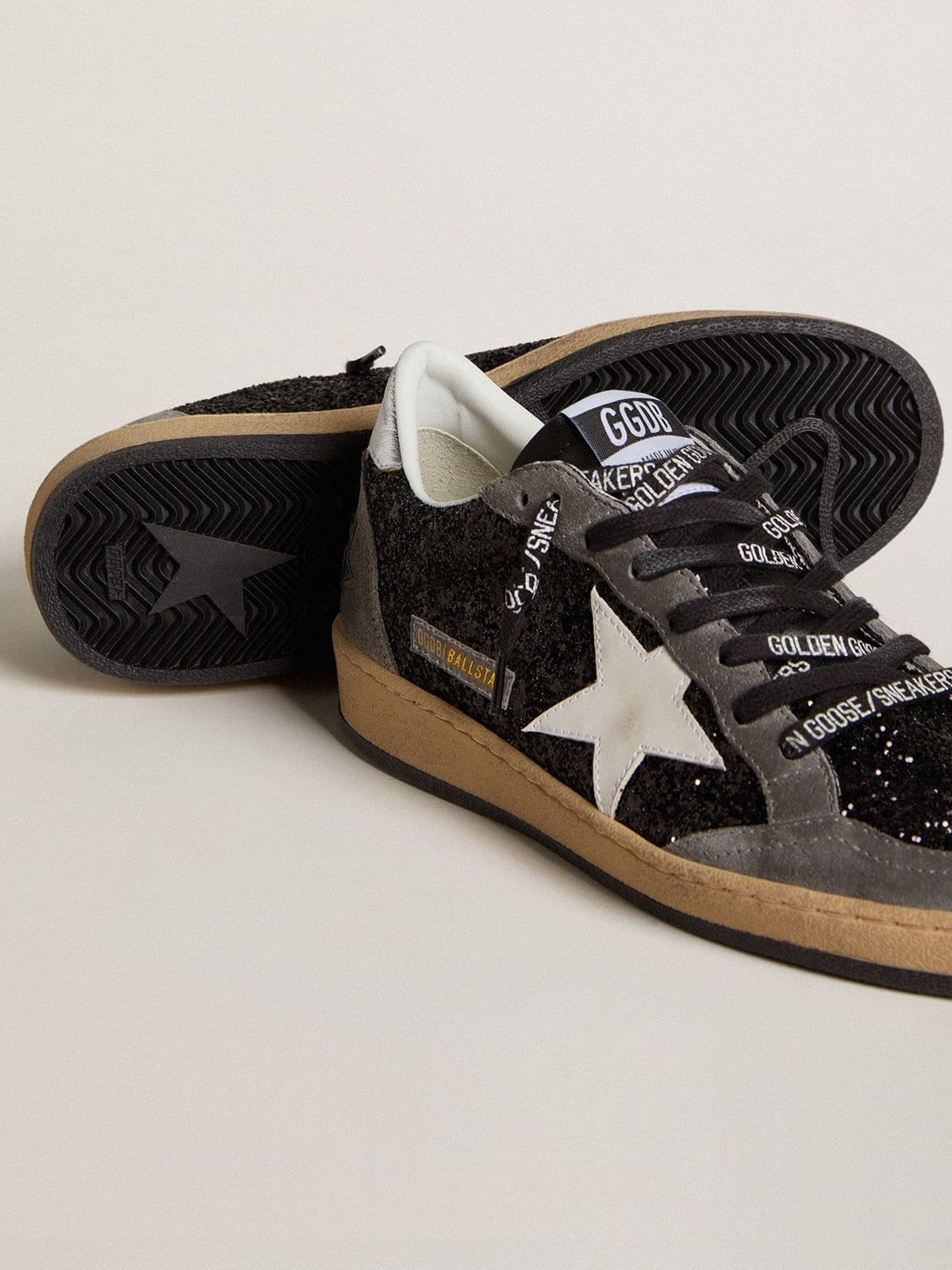 Golden Goose Women’s Ball Star In Glitter With Leather Star And Metallic Leather Heel Tab - Sneaker Türkiye