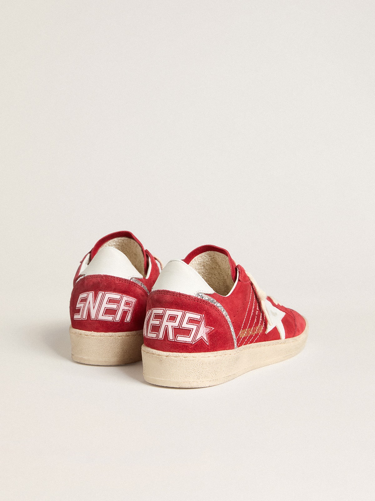 Golden Goose Women’s Ball Star In Red Suede With White Leather Star And Heel Tab - Sneaker Türkiye