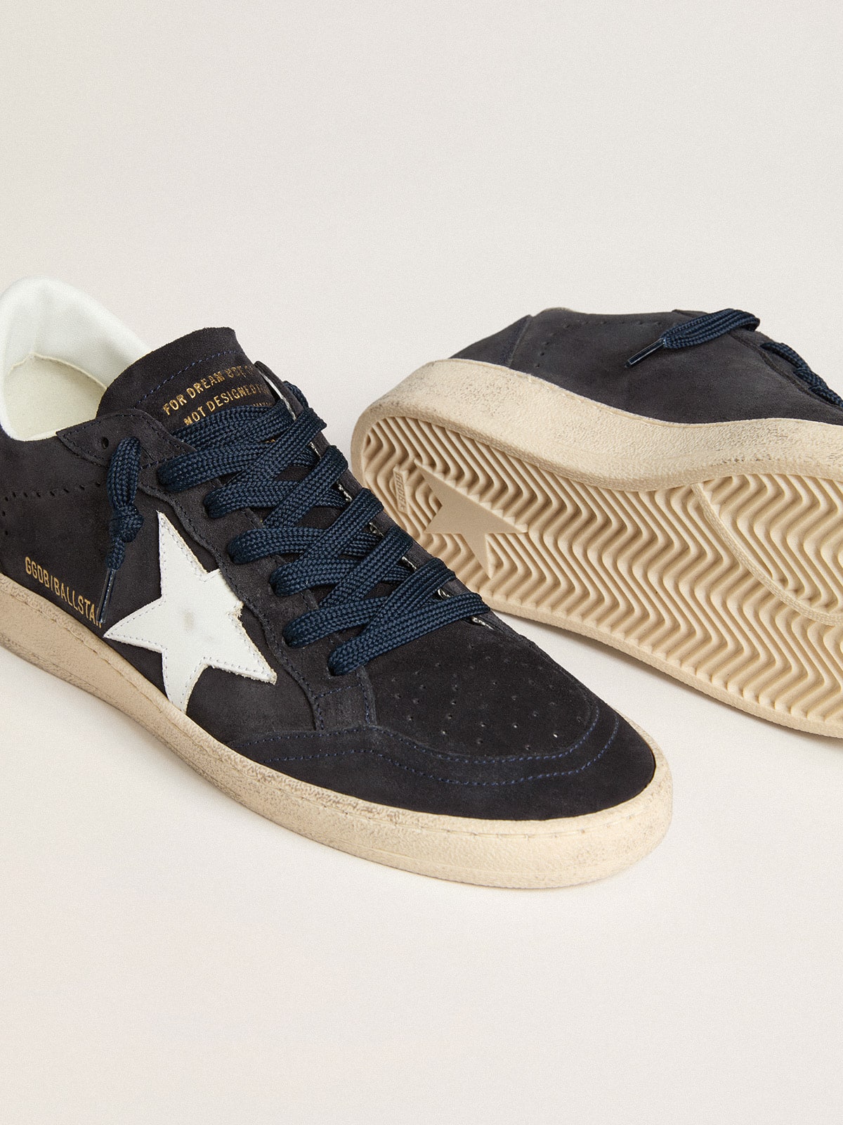 Golden Goose Women’s Ball Star In Dark Blue Suede With Leather Star And Heel Tab - Sneaker Türkiye