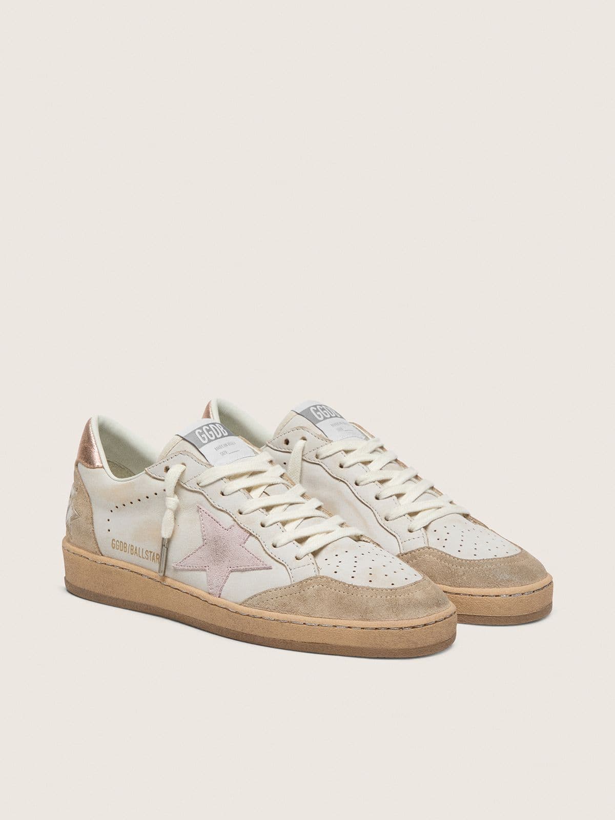 Golden Goose Ball Star With Pink Suede Star And Silver Glitter Edges And Rose Gold Heel Tab - Sneaker Türkiye
