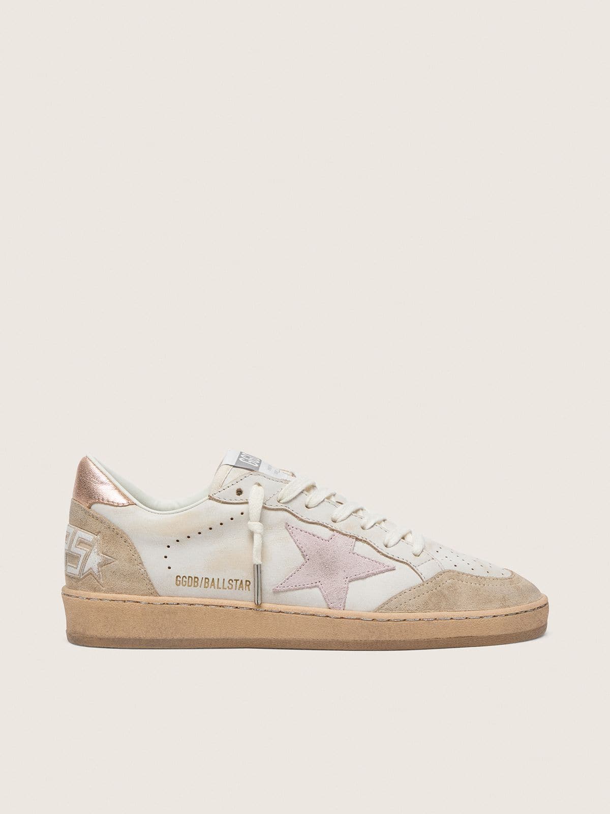 Golden Goose Ball Star With Pink Suede Star And Silver Glitter Edges And Rose Gold Heel Tab - Sneaker Türkiye