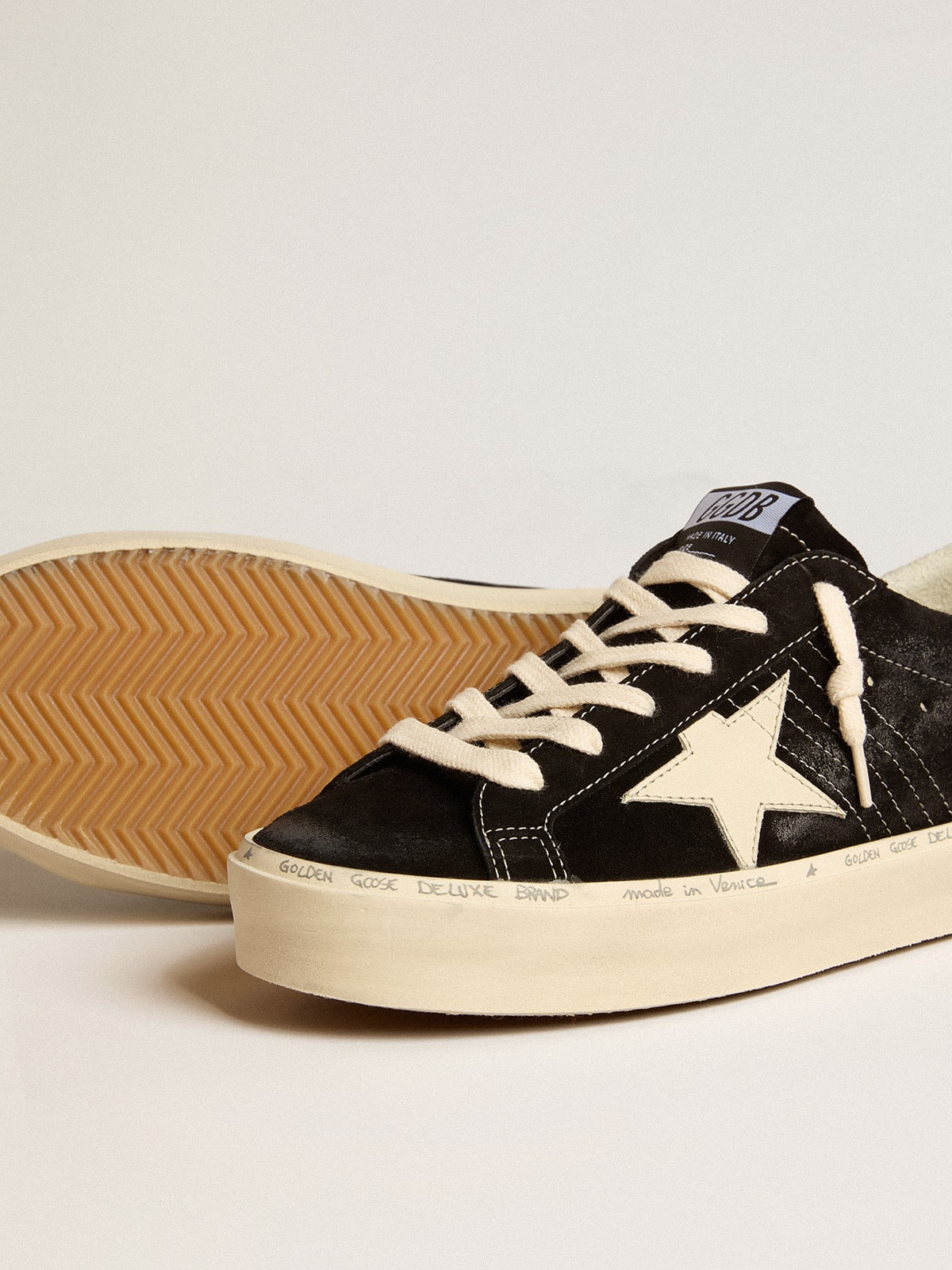 Golden Goose Women’s Hi Star In Black Leather With Silver Glitter Heel Tab - Sneaker Türkiye