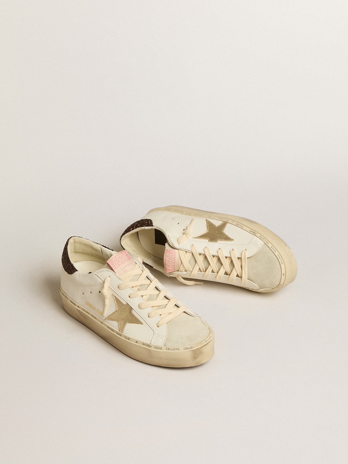Golden Goose Hi Star With Platinum Metallic Leather Star And Glitter Heel Tab - Sneaker Türkiye
