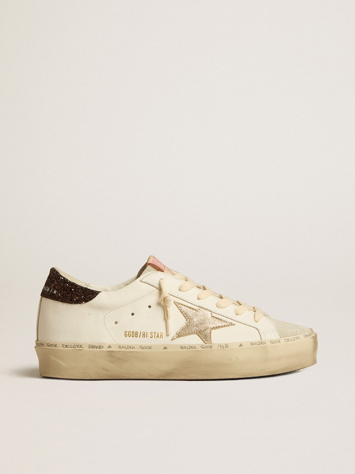 Golden Goose Hi Star With Platinum Metallic Leather Star And Glitter Heel Tab - Sneaker Türkiye