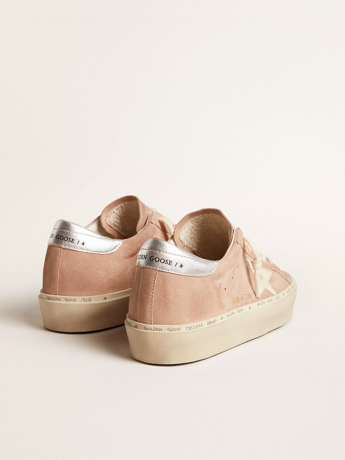 Golden Goose Women’s Hi Star In Pink Suede With Cream Star And Silver Leather Heel Tab - Sneaker Türkiye