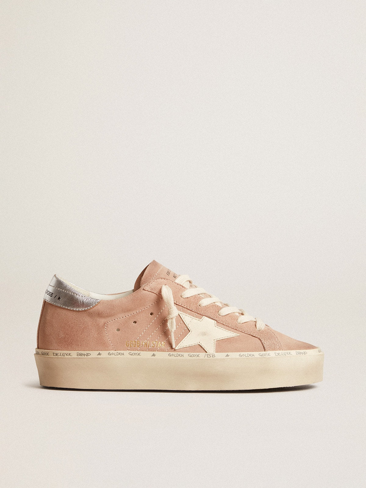 Golden Goose Women’s Hi Star In Pink Suede With Cream Star And Silver Leather Heel Tab - Sneaker Türkiye