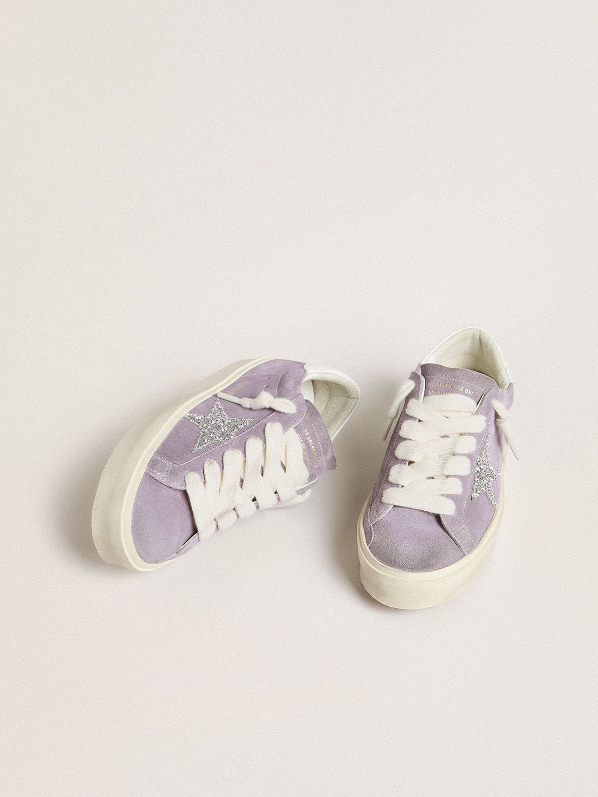 Golden Goose Women’s Hi Star In Purple Suede With Silver Glitter Star - Sneaker Türkiye