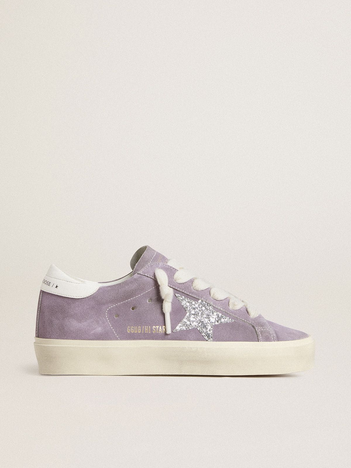 Golden Goose Women’s Hi Star In Purple Suede With Silver Glitter Star - Sneaker Türkiye