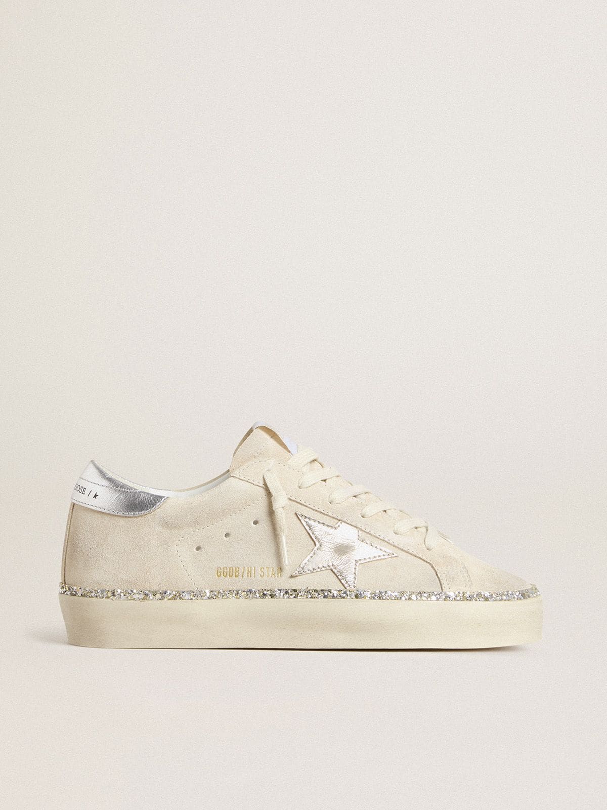 Golden Goose Hi Star In Suede With Silver Metallic Leather Star And Heel Tab - Sneaker Türkiye