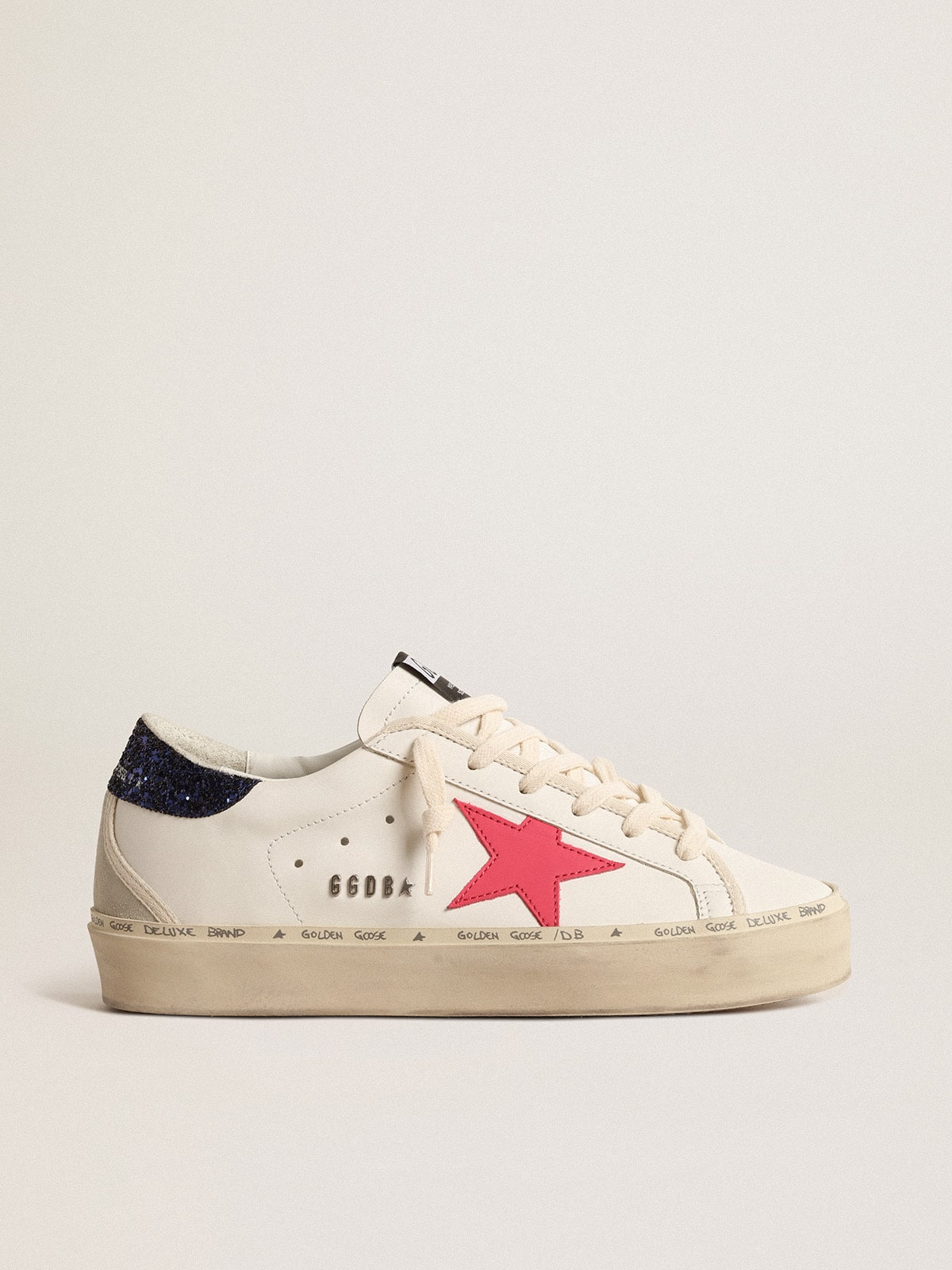 Golden Goose Hi Star With Fuchsia Leather Star And Blue Glitter Heel Tab - Sneaker Türkiye