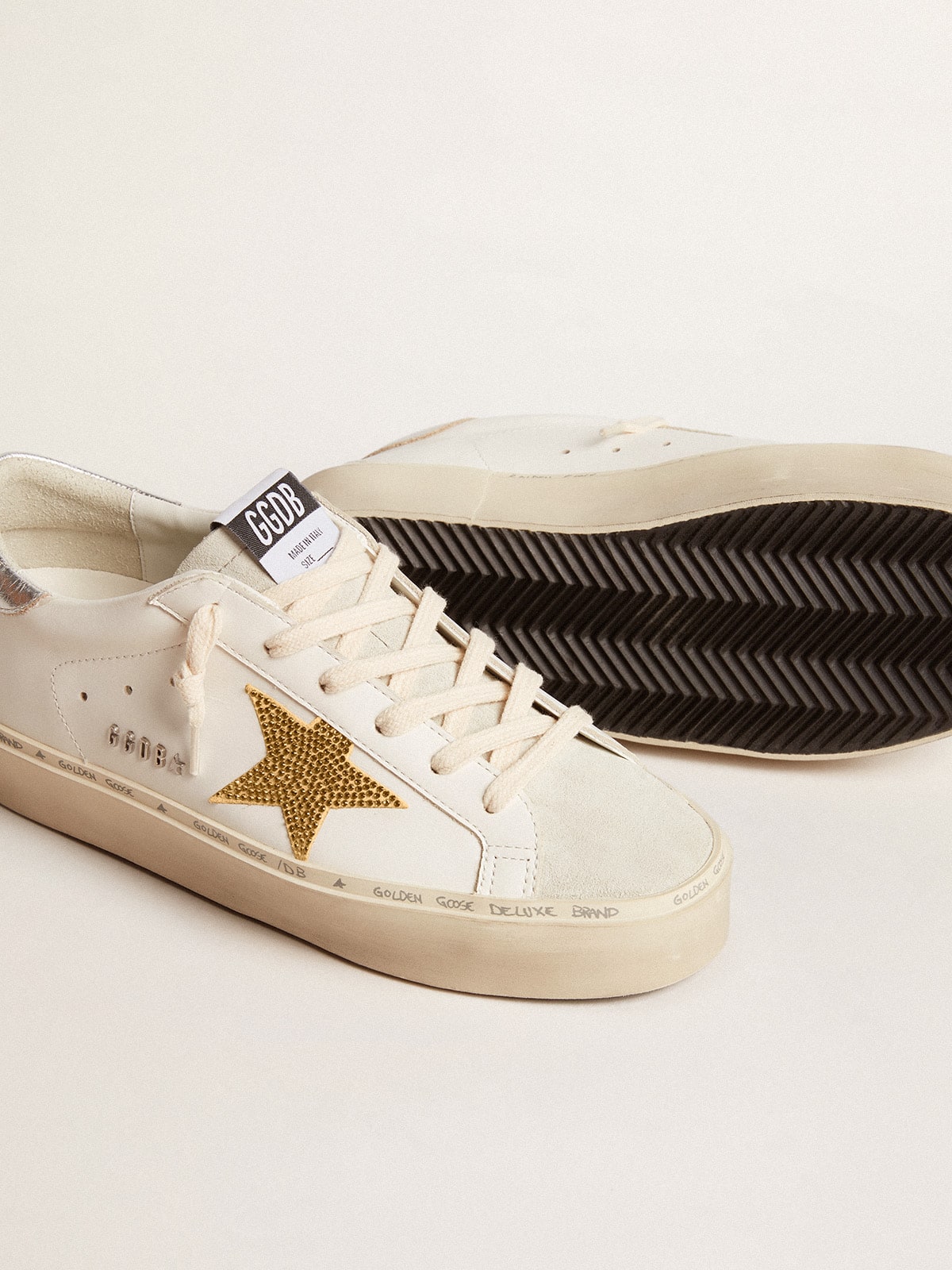 Golden Goose Hi Star With Swarovski Crystal Star And Silver Leather Heel Tab - Sneaker Türkiye