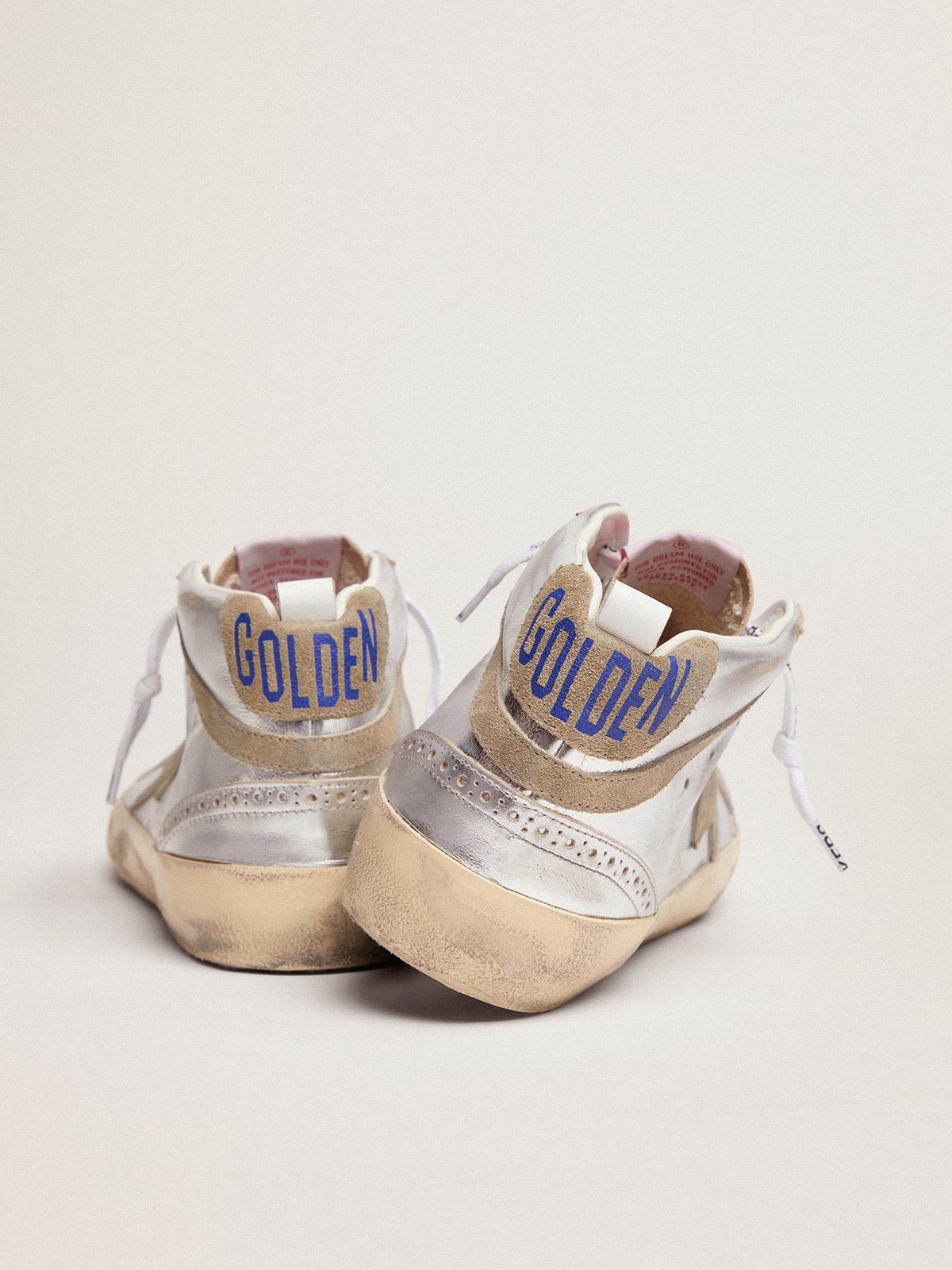 Golden Goose Women’s Mid Star In Silver Laminated Leather With Dove Gray Star - Sneaker Türkiye