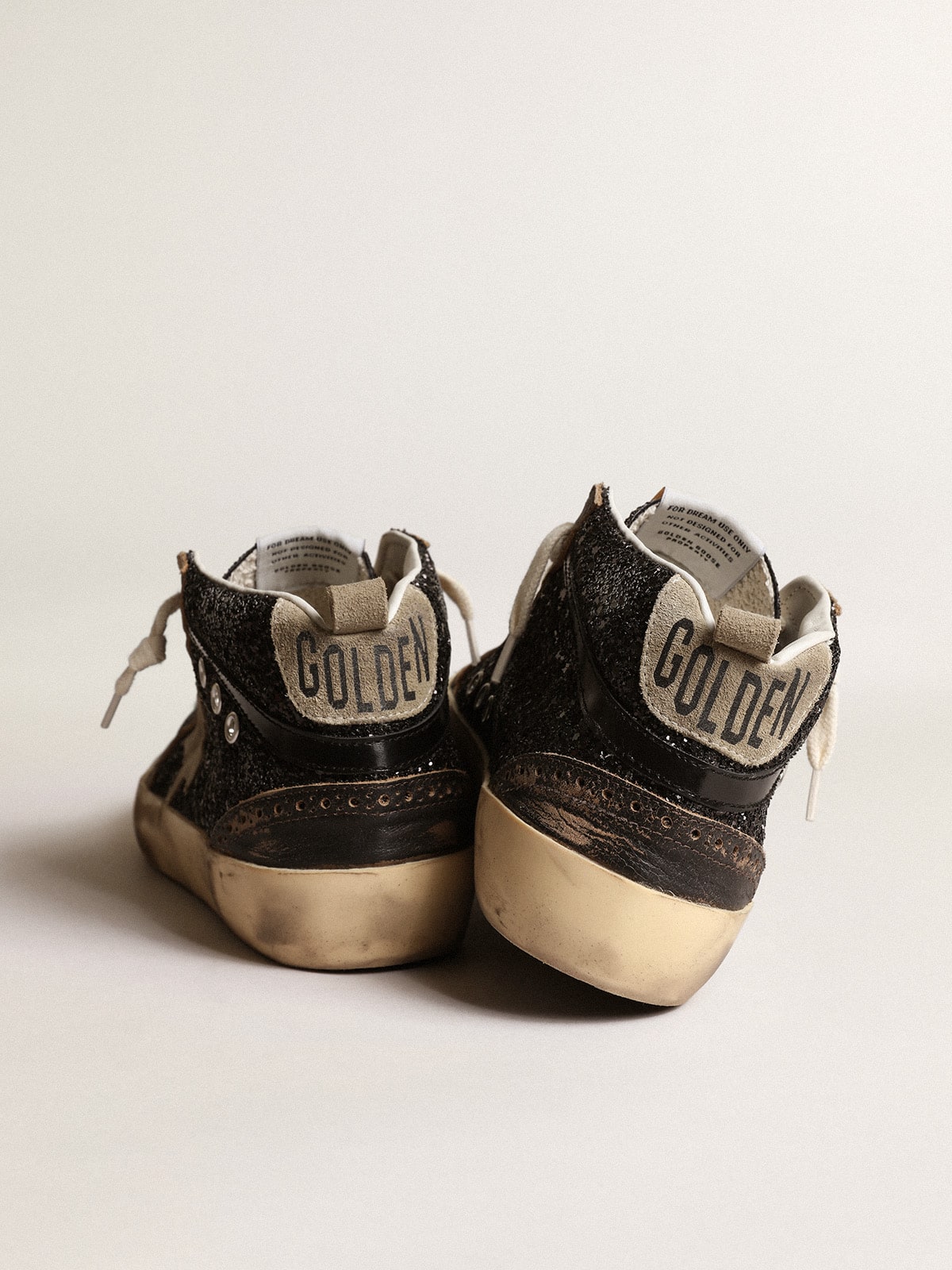 Golden Goose Women’s Mid Star In Black Glitter With Dove-Gray Suede Star And Heel Tab - Sneaker Türkiye