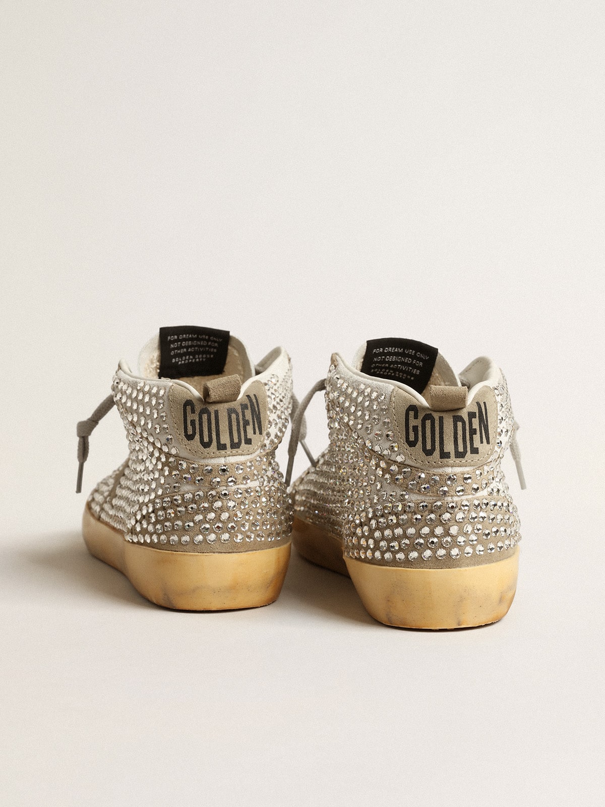 Golden Goose Women’s Mid Star In White And Dove-Gray Suede With Swarovski Crystals - Sneaker Türkiye