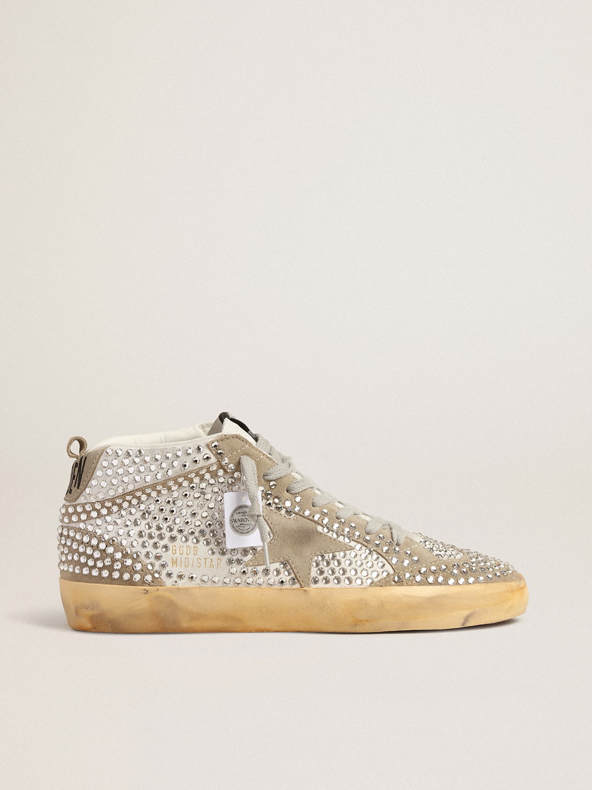 Golden Goose Women’s Mid Star In White And Dove-Gray Suede With Swarovski Crystals - Sneaker Türkiye