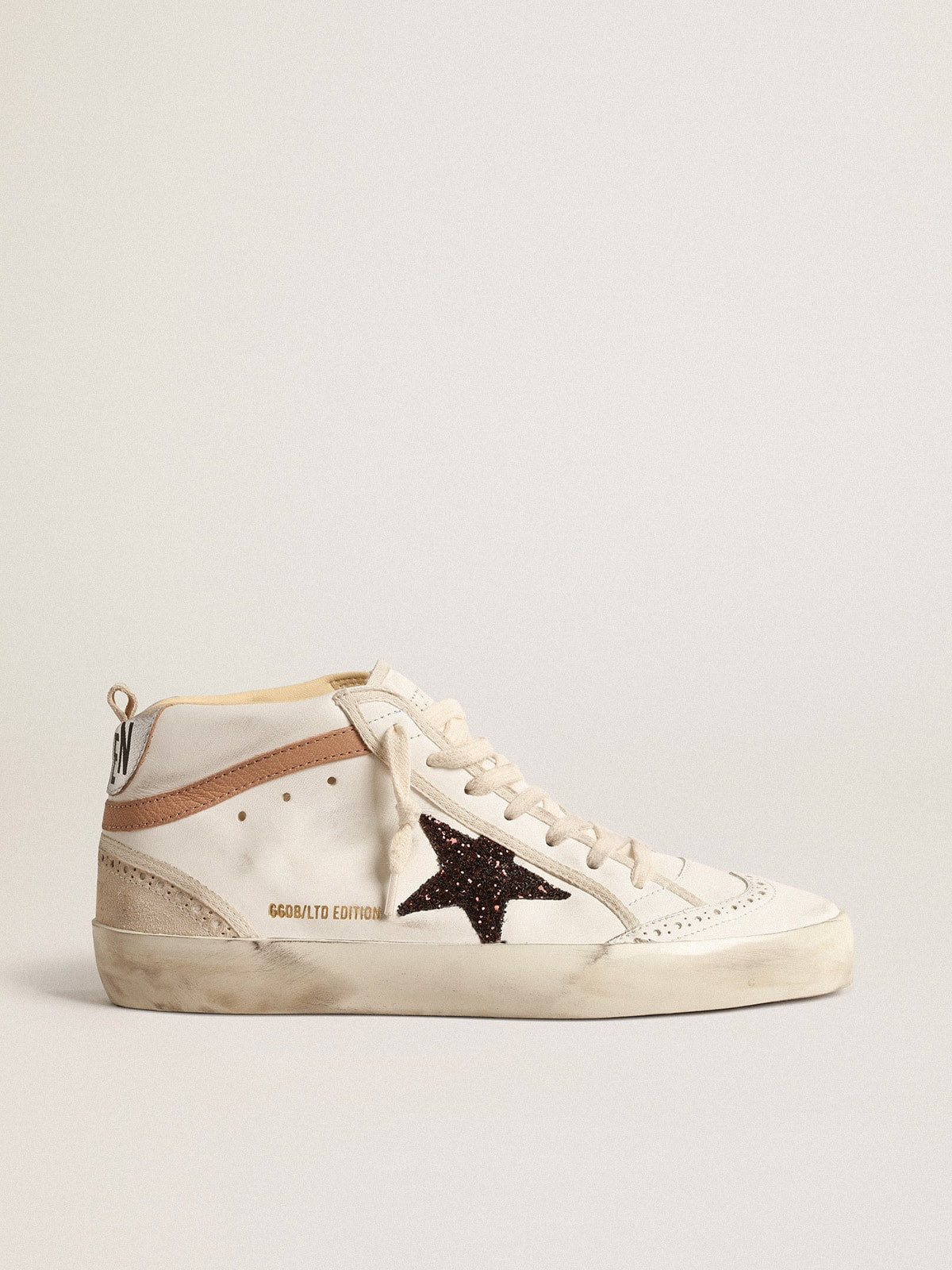 Golden Goose Mid Star In Nappa With Glitter Star And Nude Leather Flash - Sneaker Türkiye