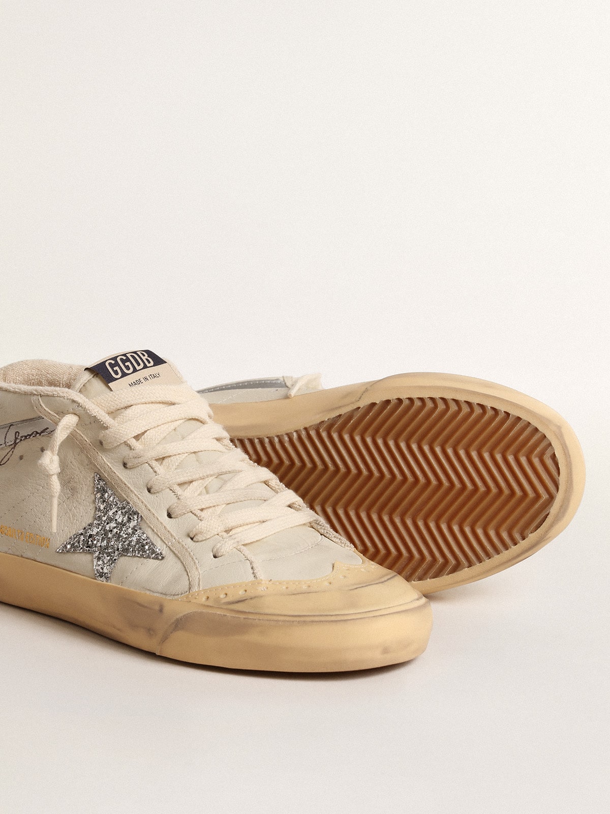 Golden Goose Mid Star With Glitter Star And Metallic Leather Flash - Sneaker Türkiye