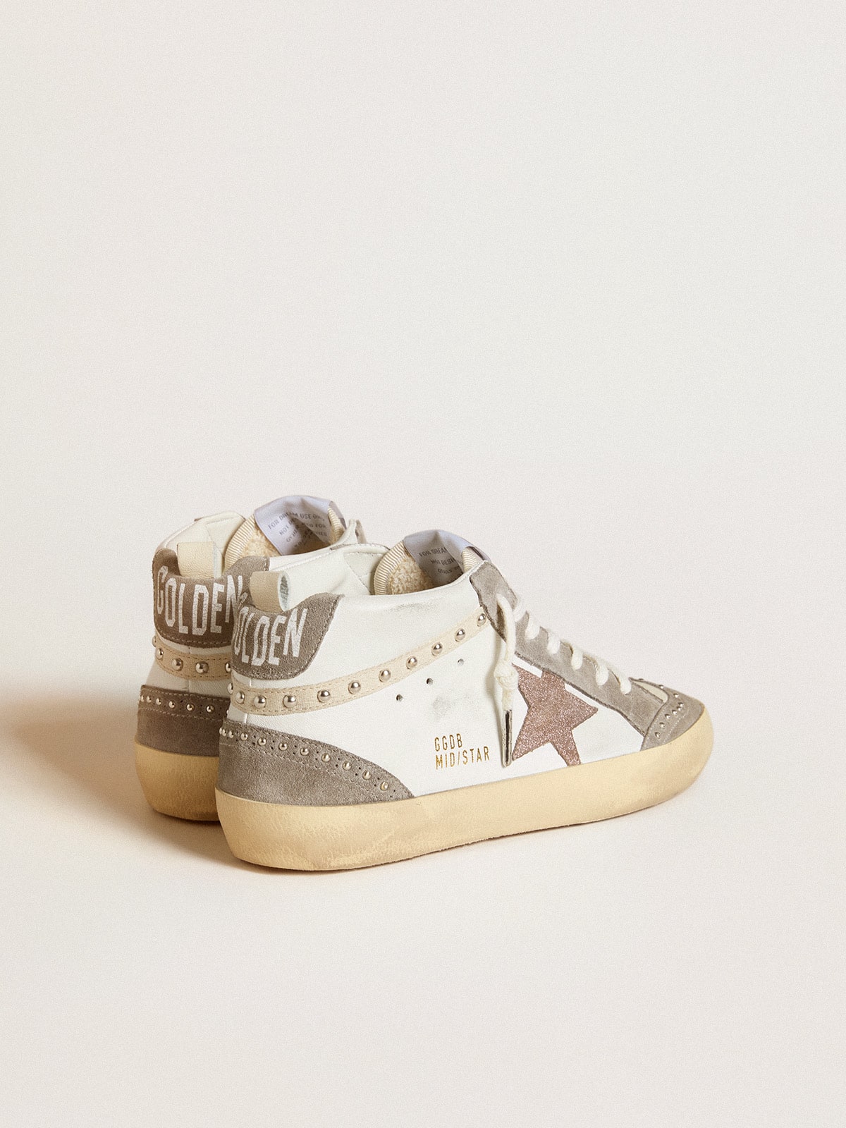Golden Goose Women’s Mid Star In Nappa And Suede With Light Brown Metallic Leather Star - Sneaker Türkiye