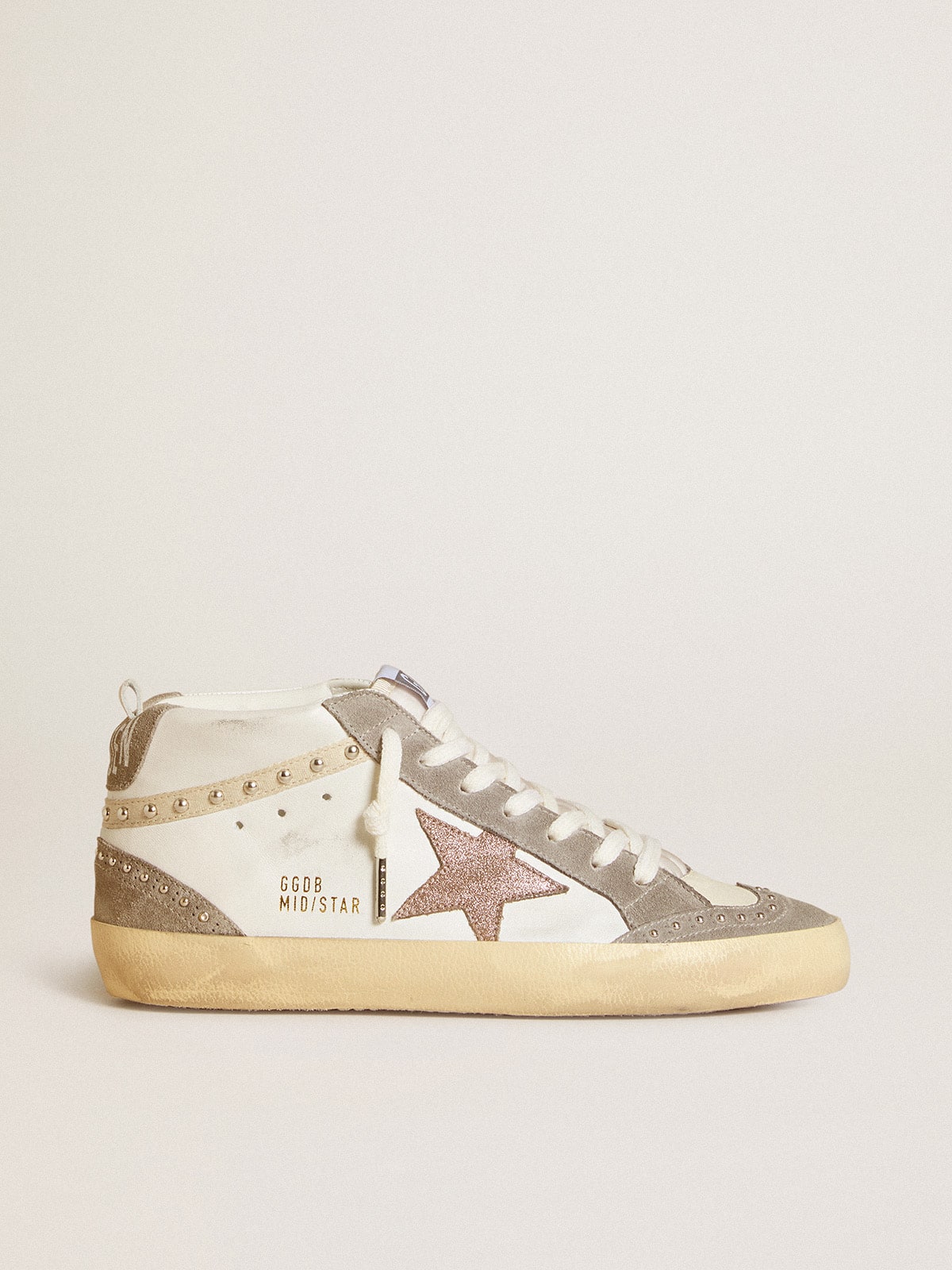 Golden Goose Women’s Mid Star In Nappa And Suede With Light Brown Metallic Leather Star - Sneaker Türkiye