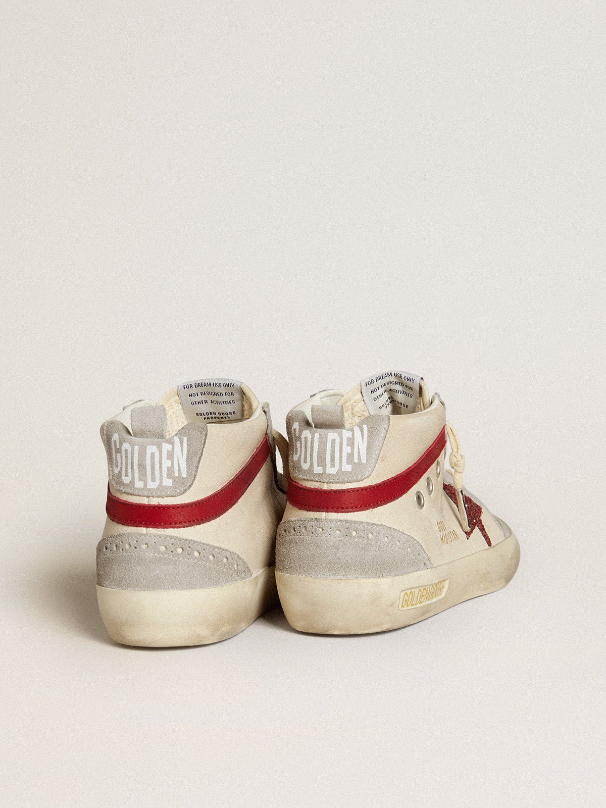 Golden Goose Women’s Mid Star In Leather With Glitter Star And Red Nubuck Flash - Sneaker Türkiye