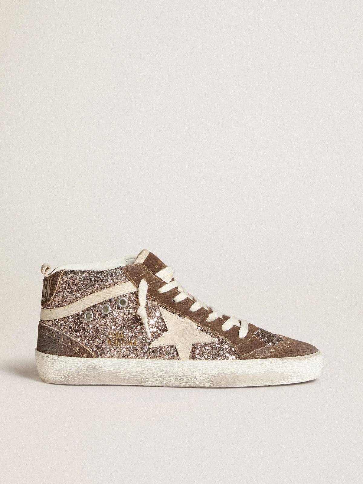 Golden Goose Women’s Mid Star In Glitter With Pearl Suede Star And Brown Suede Inserts - Sneaker Türkiye