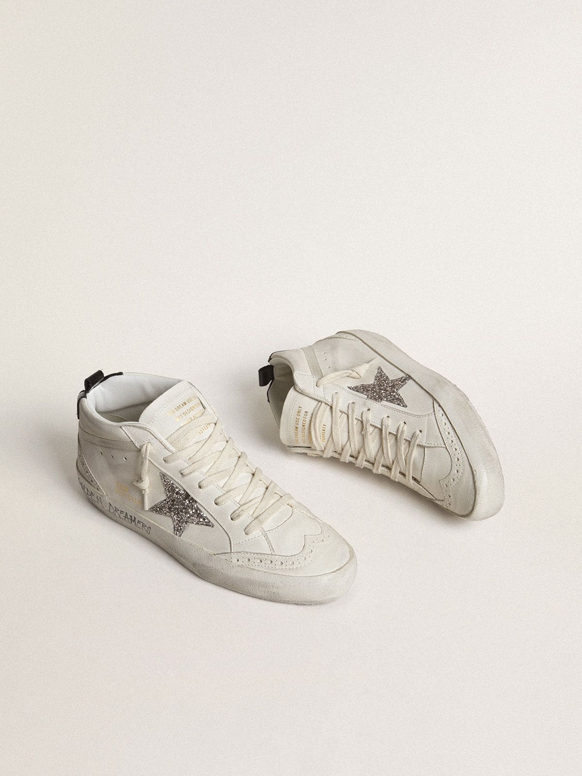Golden Goose Women’s Mid Star With Silver Glitter Star And Black Laminated Heel Tab - Sneaker Türkiye