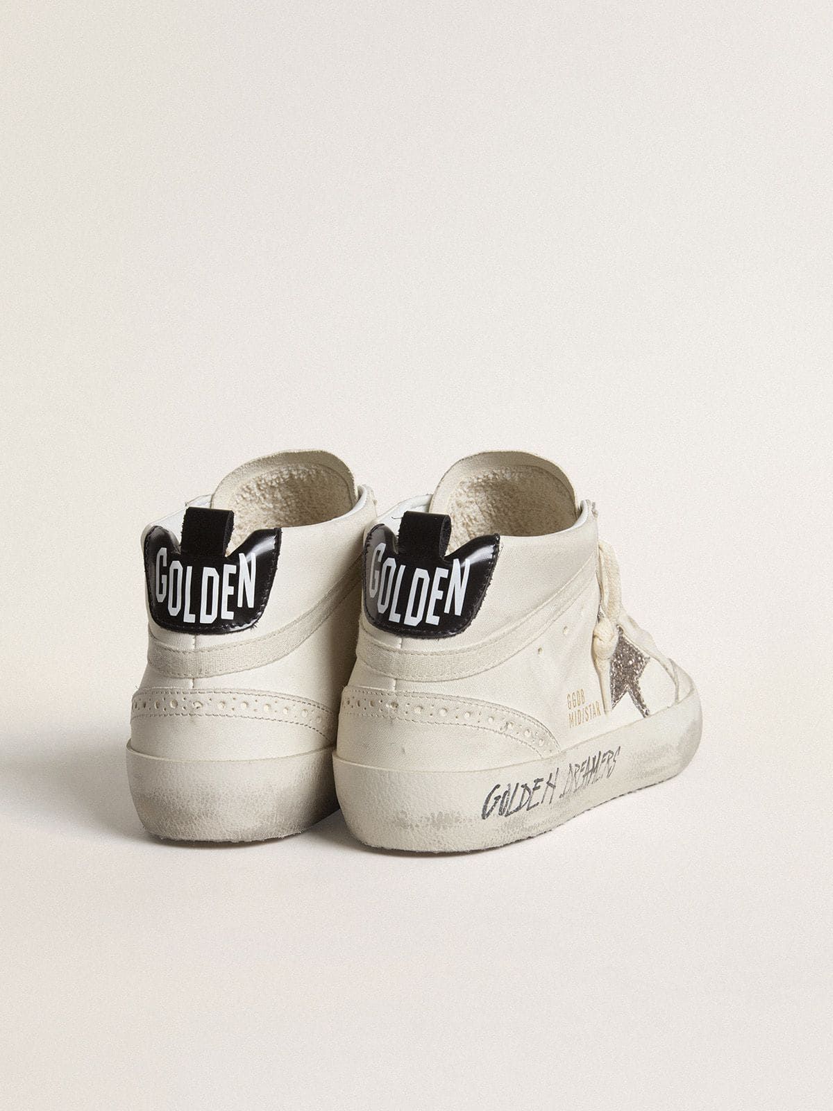 Golden Goose Women’s Mid Star With Silver Glitter Star And Black Laminated Heel Tab - Sneaker Türkiye