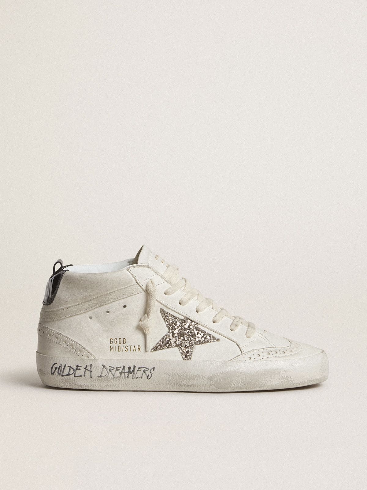 Golden Goose Women’s Mid Star With Silver Glitter Star And Black Laminated Heel Tab - Sneaker Türkiye
