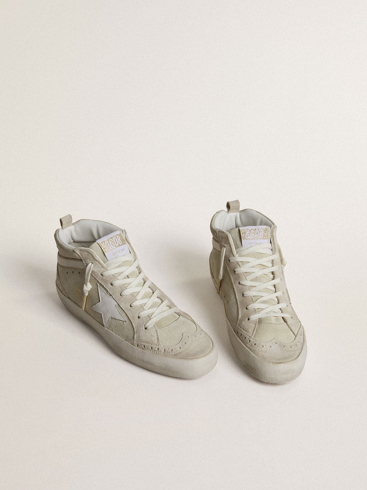 Golden Goose Mid Star In Light Gray Suede With White Leather Star - Sneaker Türkiye