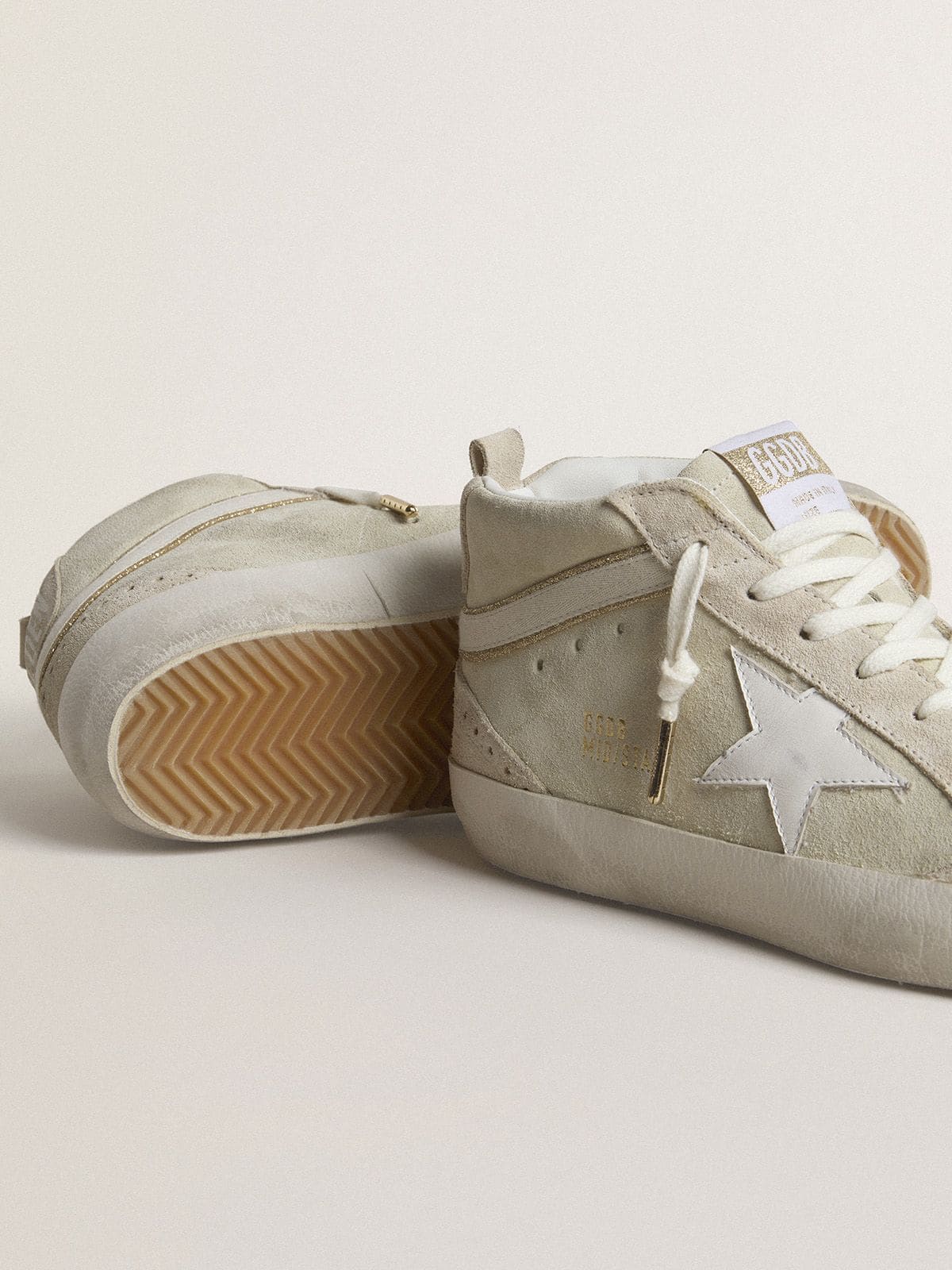 Golden Goose Mid Star In Light Gray Suede With White Leather Star - Sneaker Türkiye