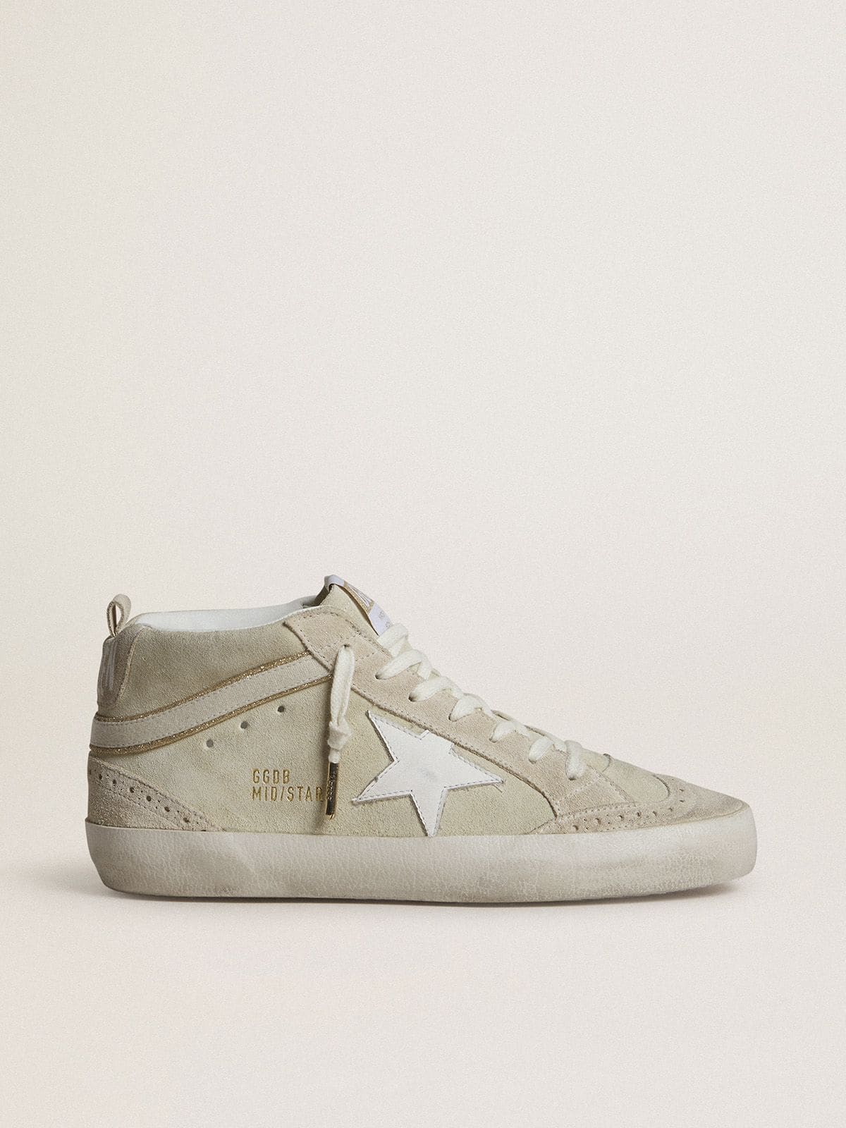 Golden Goose Mid Star In Light Gray Suede With White Leather Star - Sneaker Türkiye