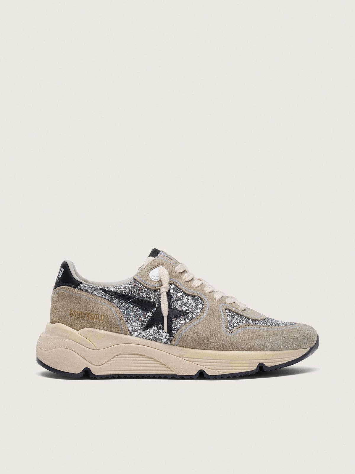 Golden Goose Women’s Running Sole In Silver Glitter And Dove Gray Suede - Sneaker Türkiye