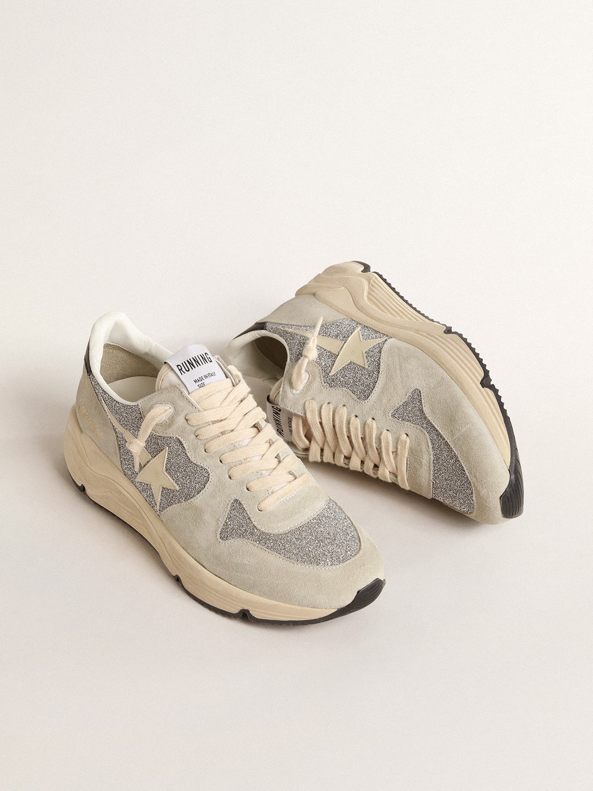 Golden Goose Women’s Running Sole Embellished With Swarovski Crystals And Ivory Star - Sneaker Türkiye