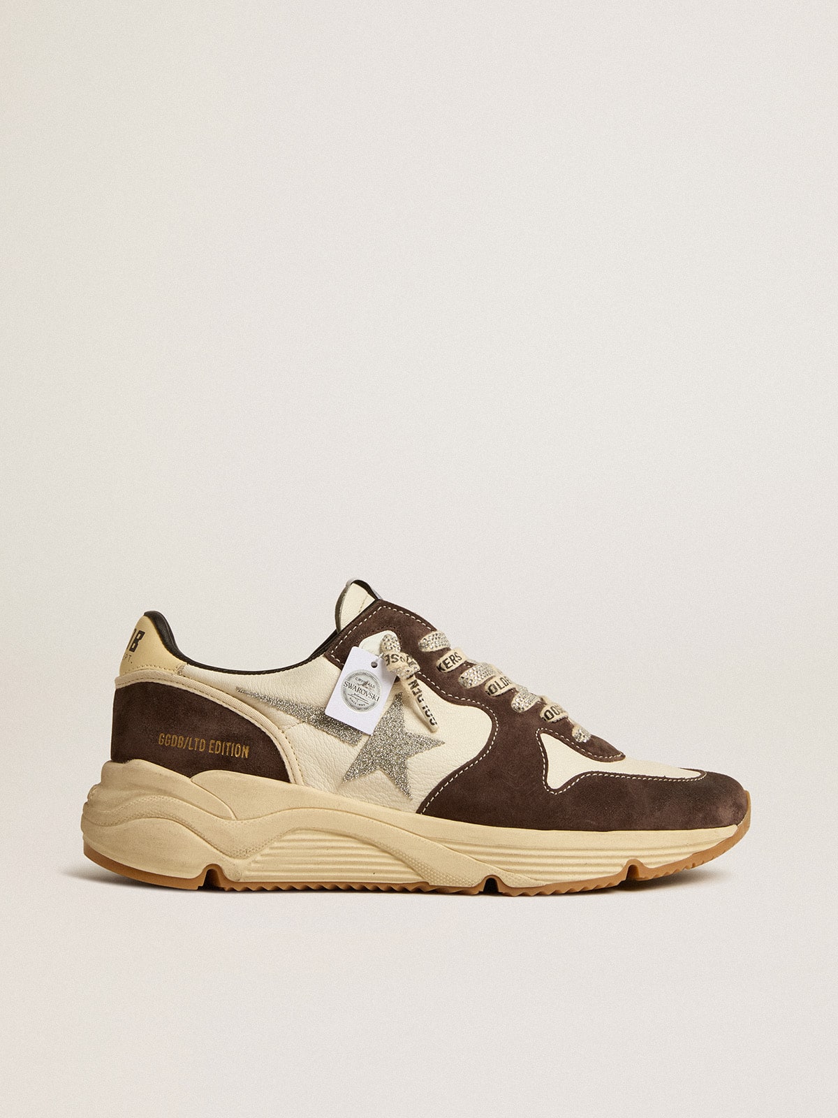 Golden Goose Women’s Running Sole In Nappa And Brown Suede With A Swarovski Crystal Star - Sneaker Türkiye