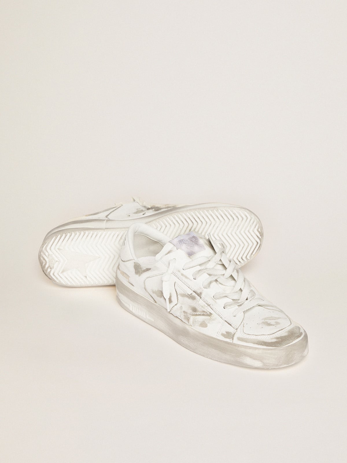 Golden Goose Stardan Sneakers In White Leather With Lived-In Treatment - Sneaker Türkiye