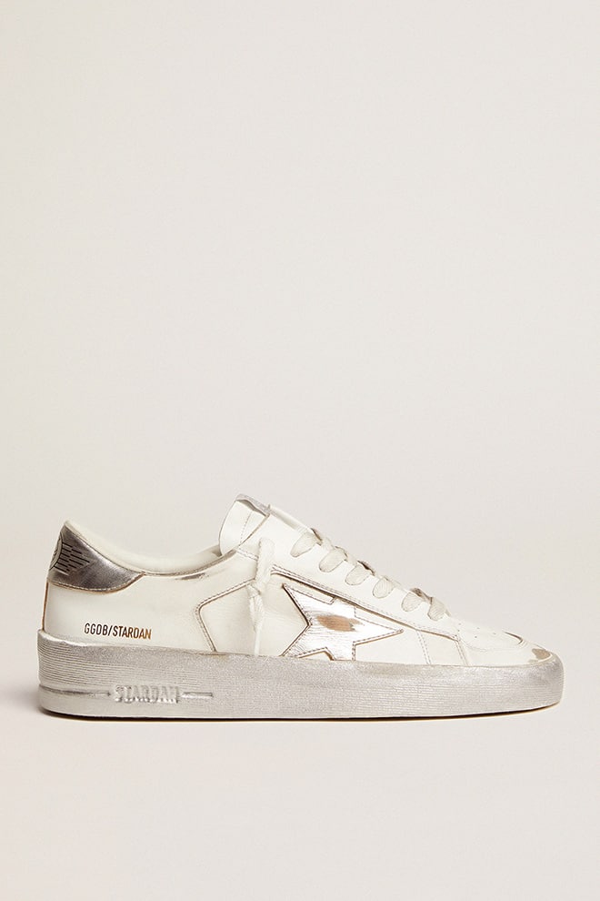 Golden Goose Stardan Sneakers With Silver Metallic Leather Star And Heel Tab - Sneaker Türkiye