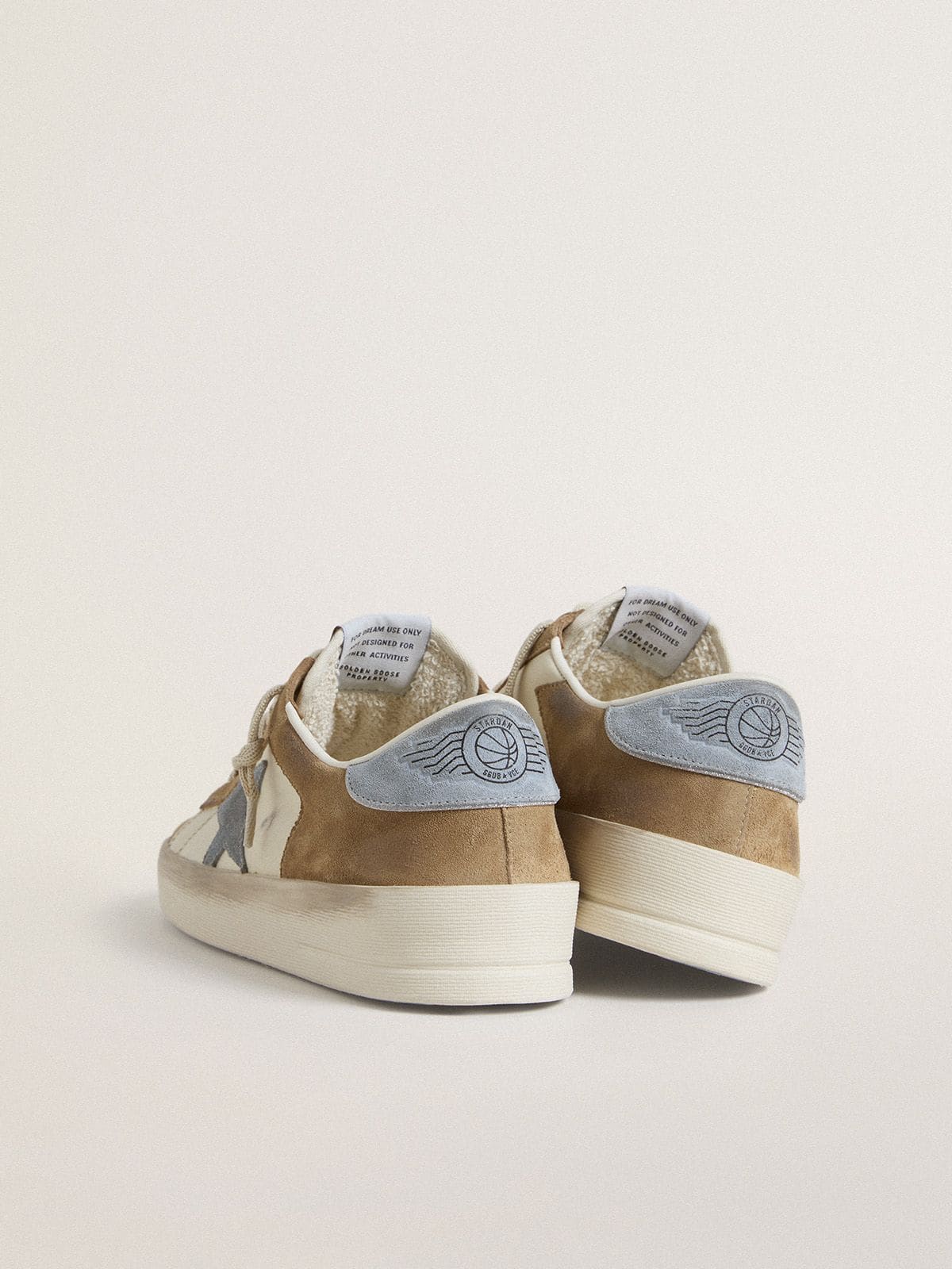 Golden Goose Stardan LTD In White Leather And Tobacco Suede With Light Blue Suede Star And Heel Tab - Sneaker Türkiye