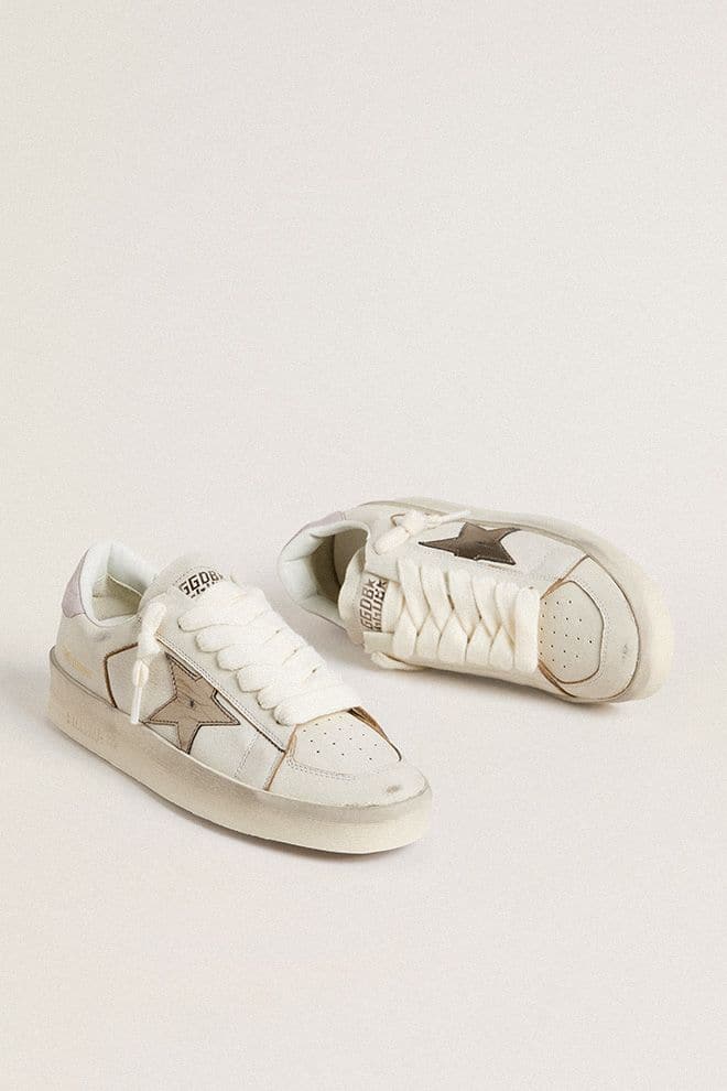Golden Goose Stardan In Nappa Leather With Metallic Silver Leather Star And Pink Suede Heel Tab - Sneaker Türkiye