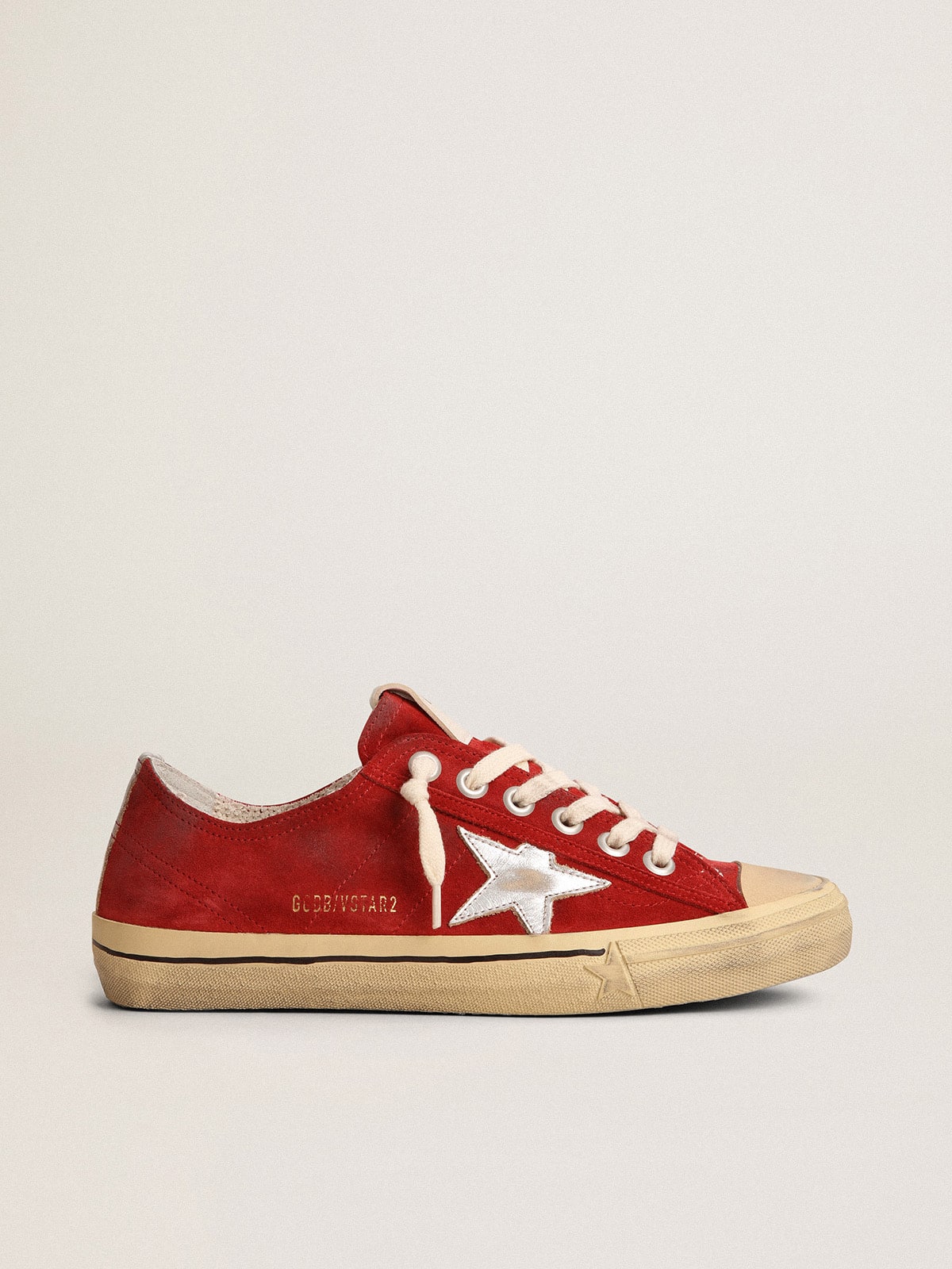 Golden Goose Women’s V-Star In Dark Red Suede With Silver Star - Sneaker Türkiye