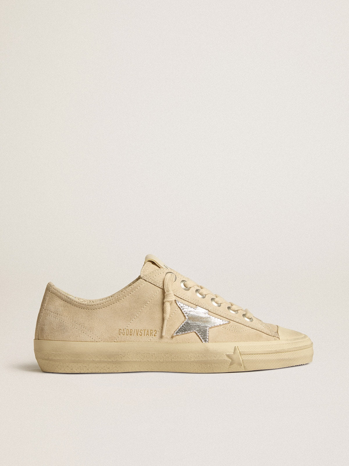 Golden Goose Women’s V-Star In Pearl Suede With Silver Metallic Leather Star - Sneaker Türkiye