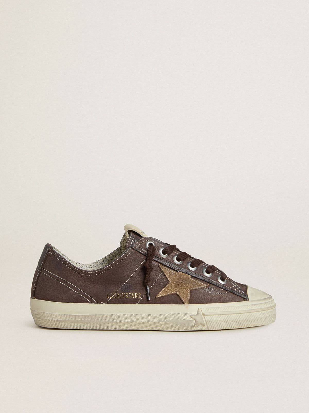 Golden Goose Women’s V-Star In Brown Nubuck With Tobacco-Colored Suede Star - Sneaker Türkiye